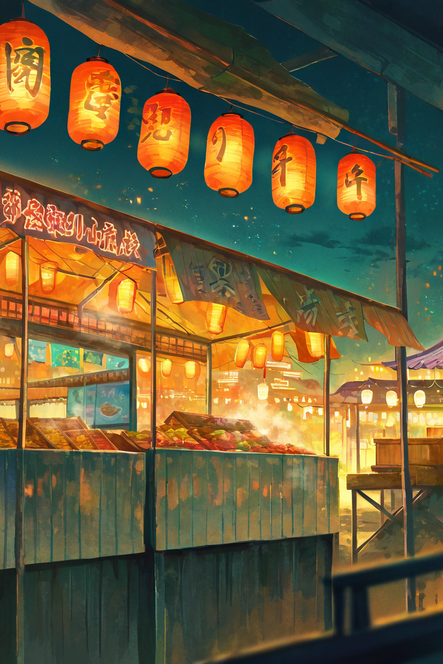 Night Market lofi wallpaper