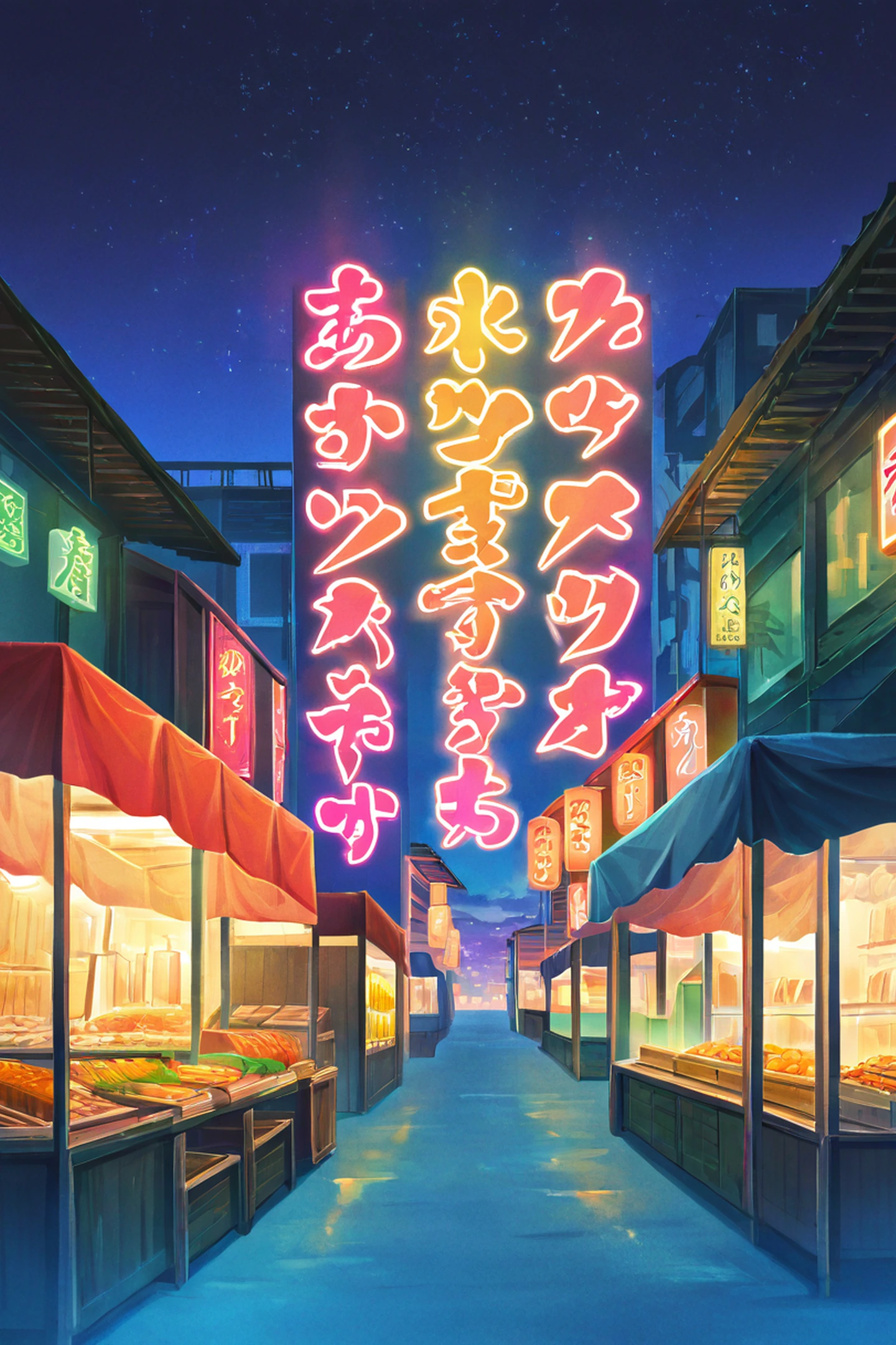 Night Market lofi wallpaper