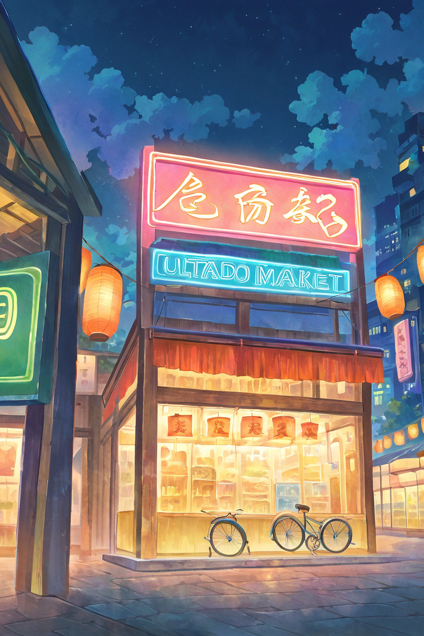 Night Market lofi wallpaper
