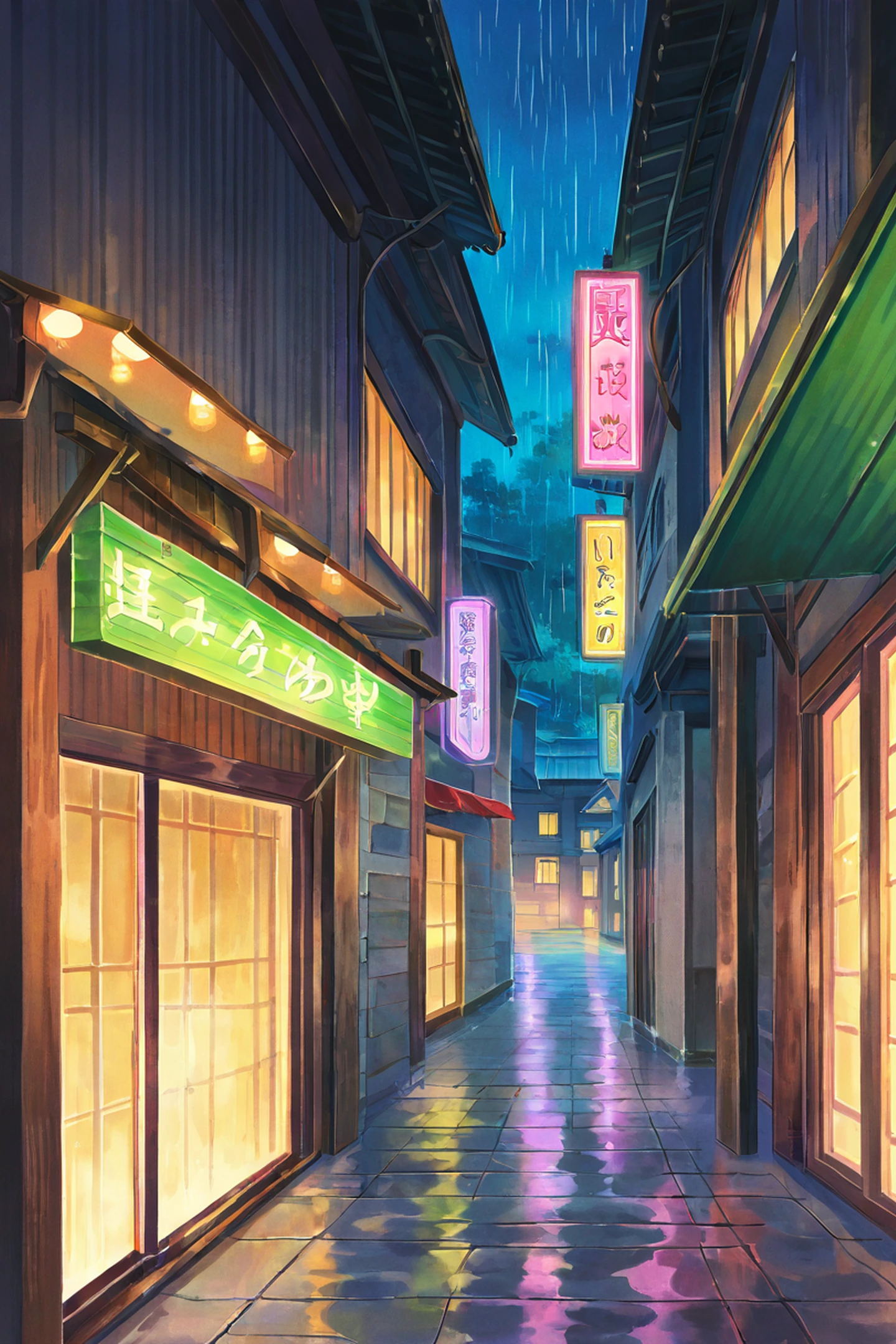 Old Alley Rain lofi wallpaper
