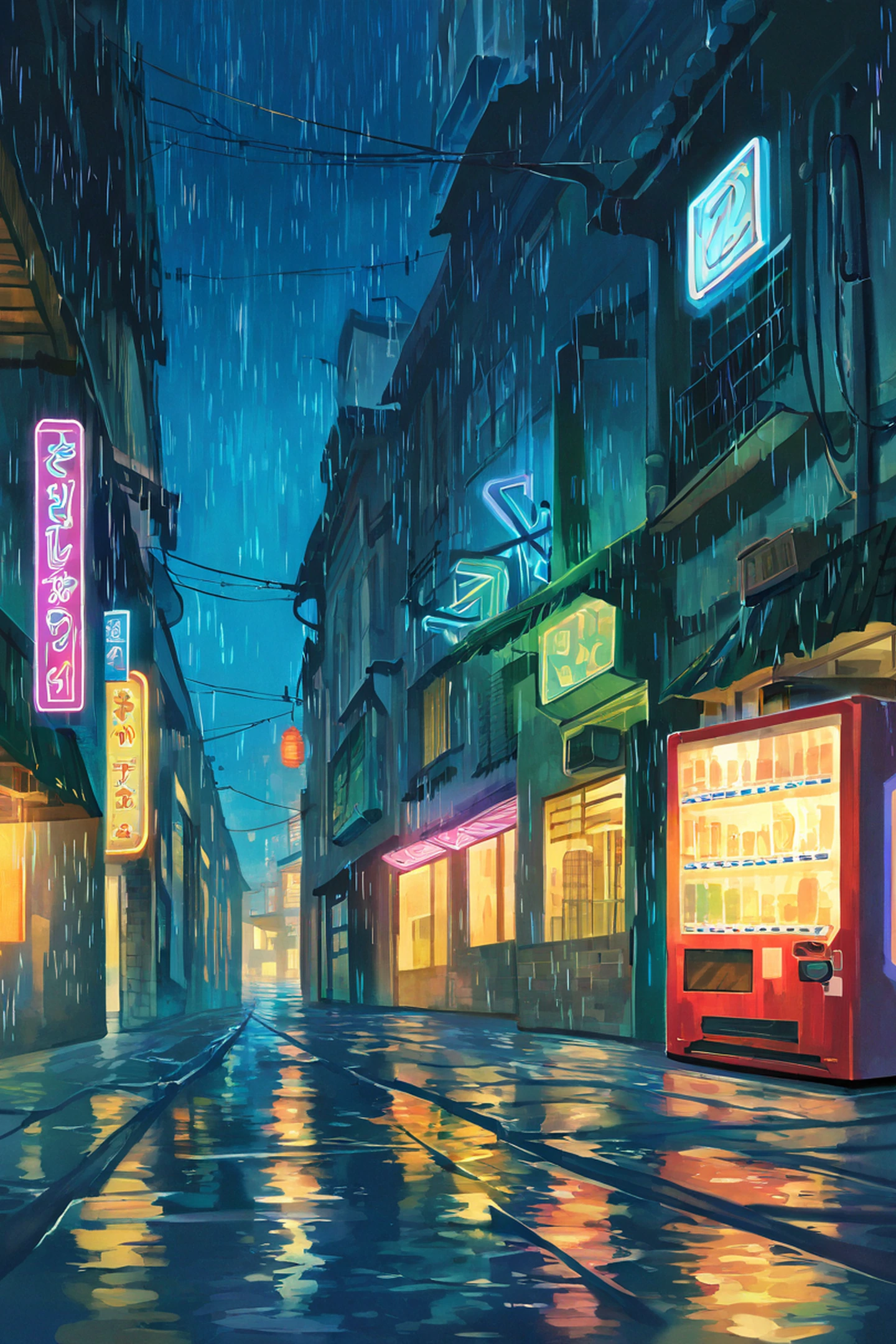 Old Alley Rain lofi wallpaper