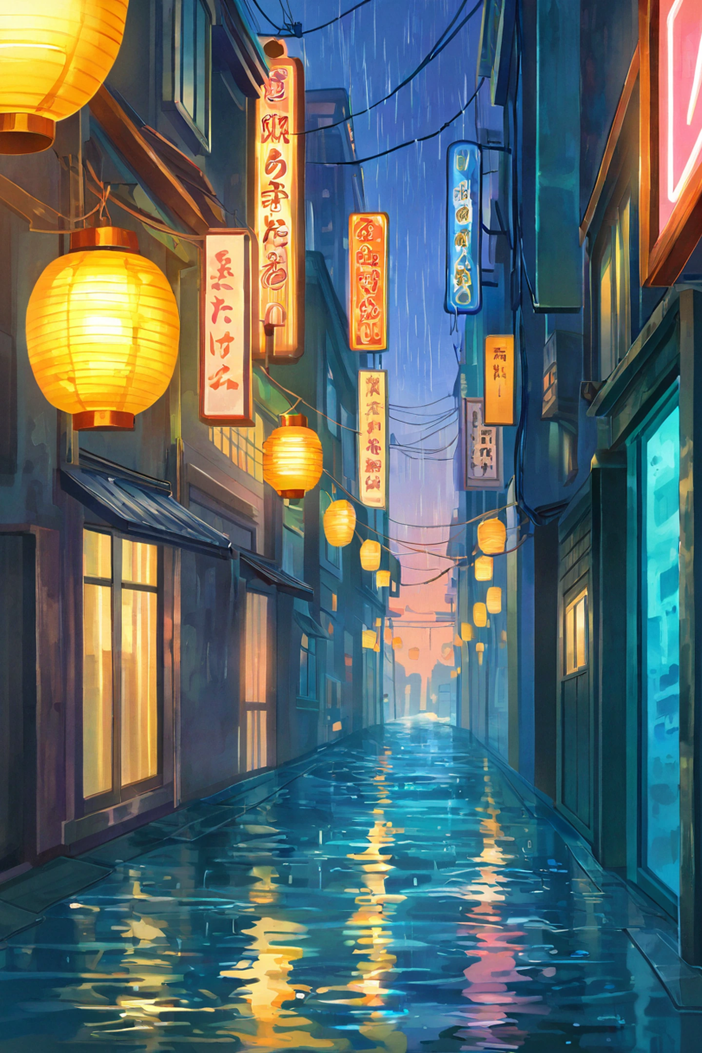 Old Alley Rain lofi wallpaper