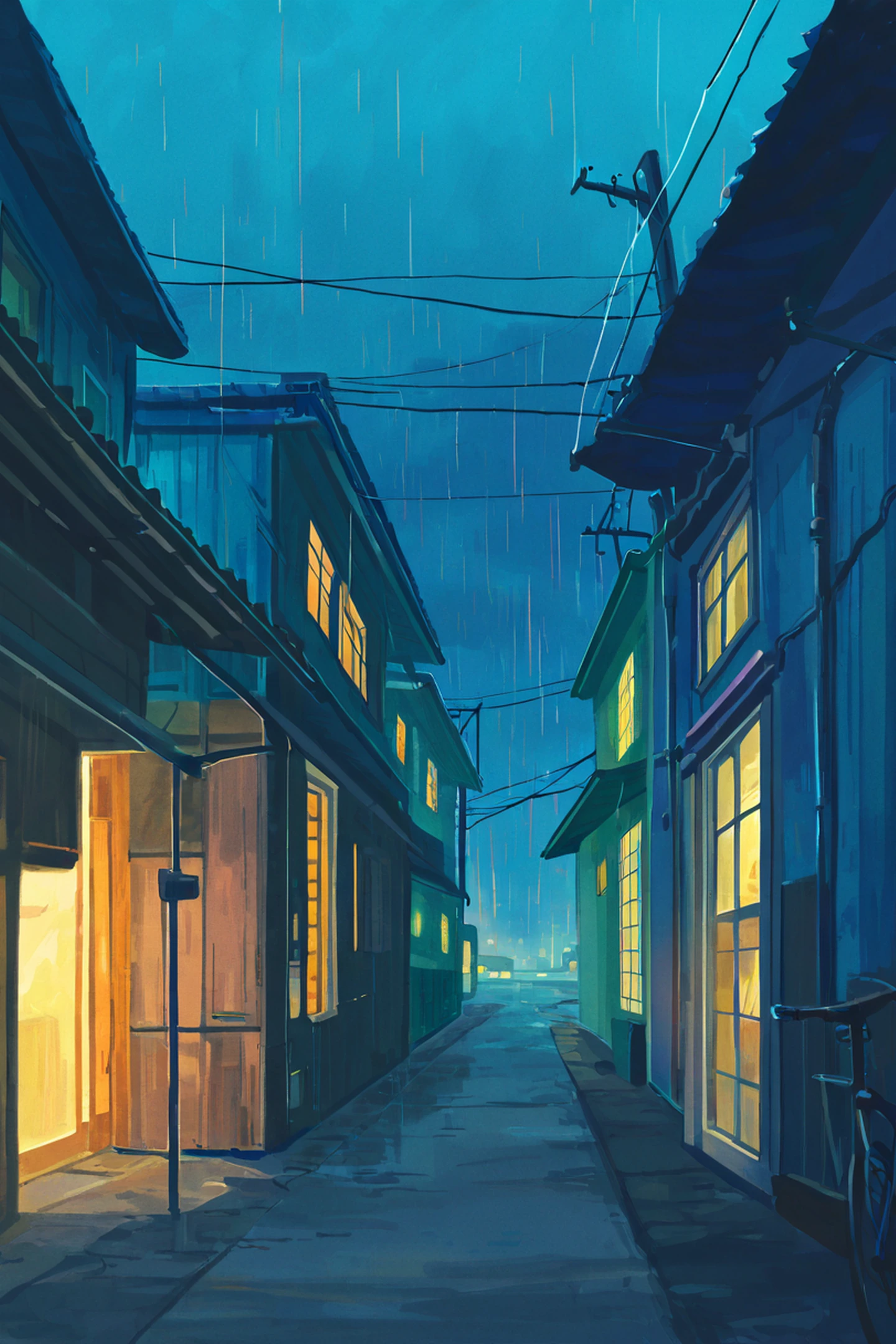 Old Alley Rain lofi wallpaper