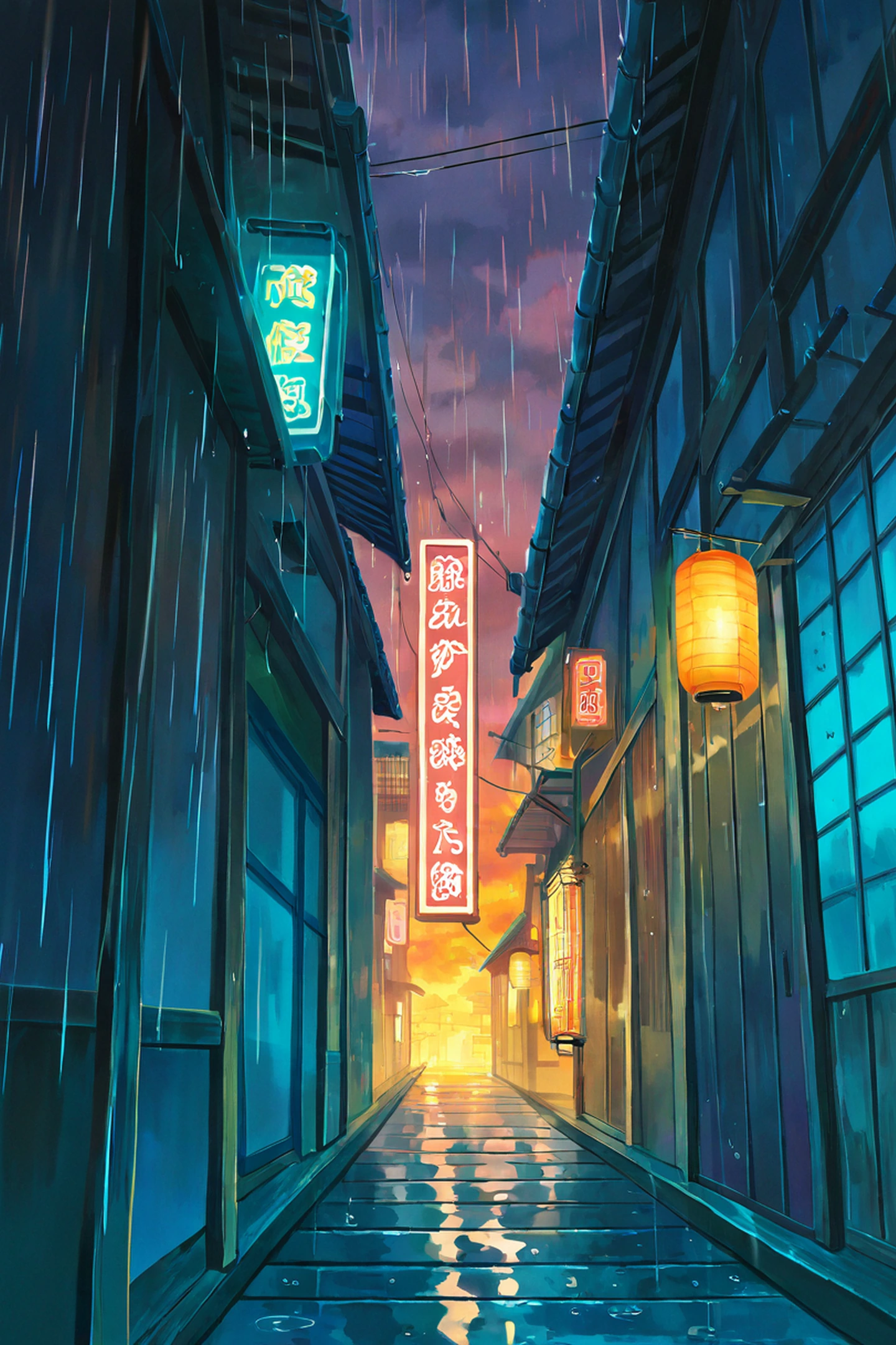 Old Alley Rain lofi wallpaper