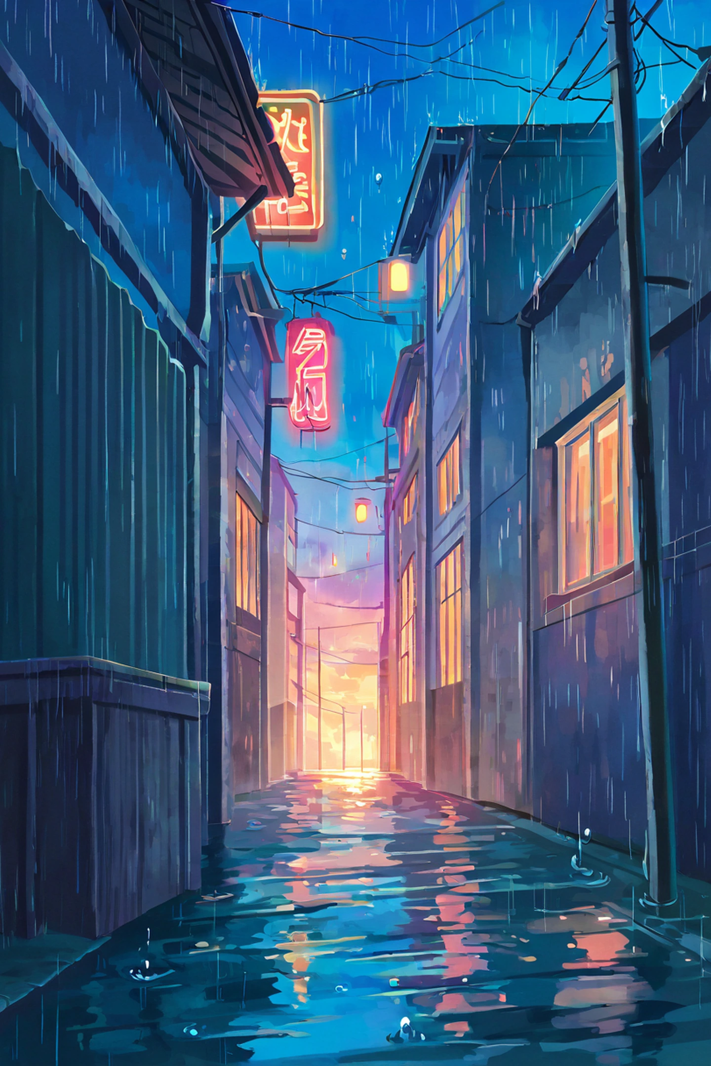 Old Alley Rain lofi wallpaper