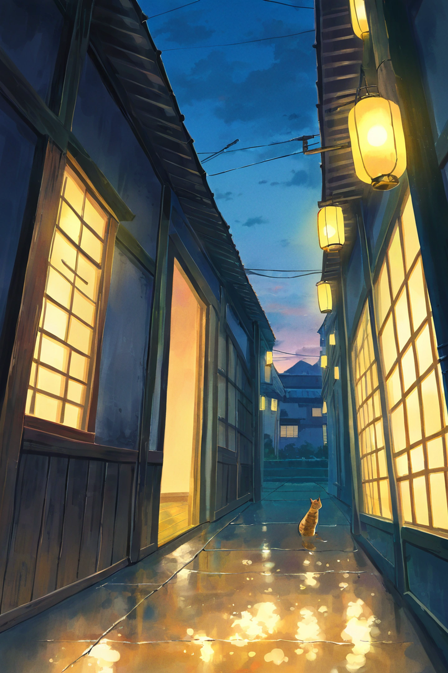 Old Alley Rain lofi wallpaper