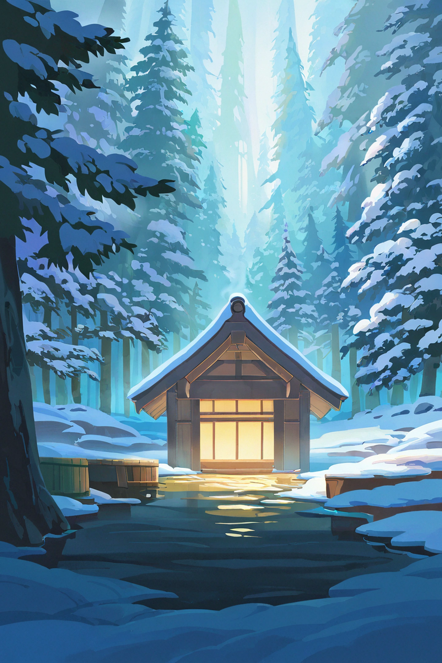 Onsen Winter lofi wallpaper