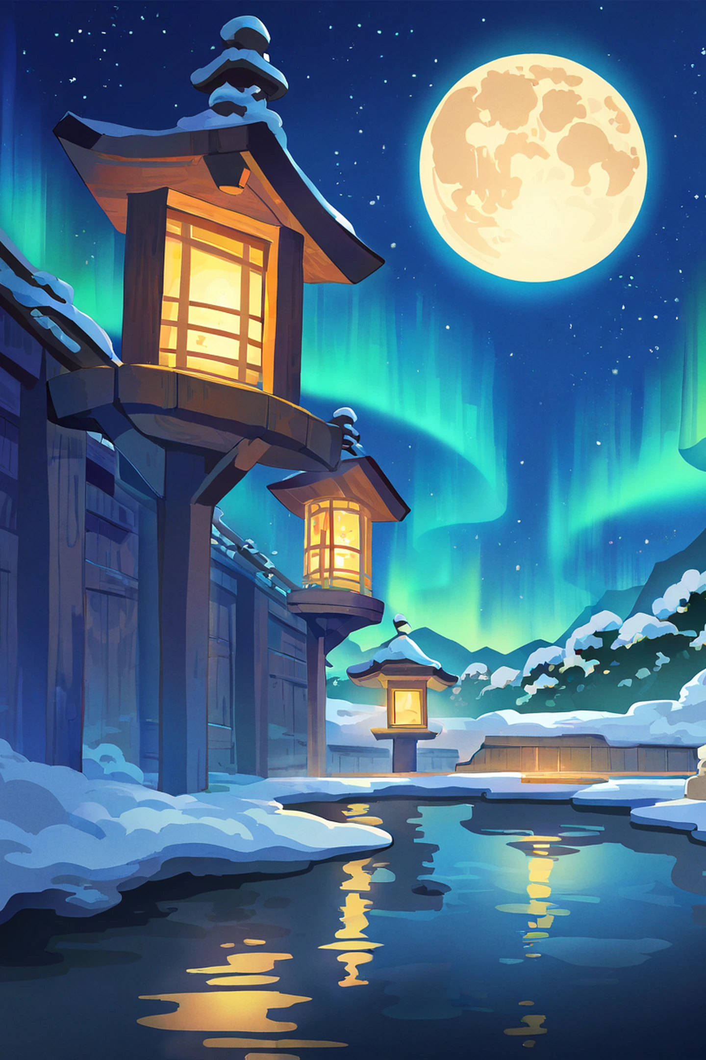 Onsen Winter lofi wallpaper