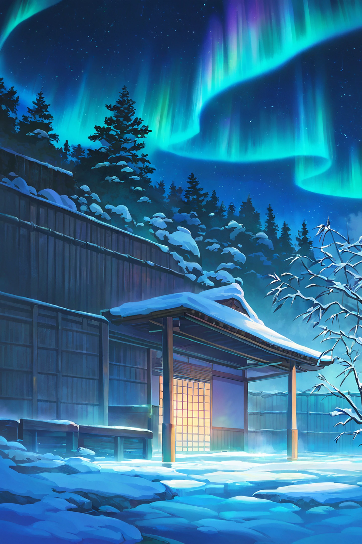 onsen winter lofi wallpaper
