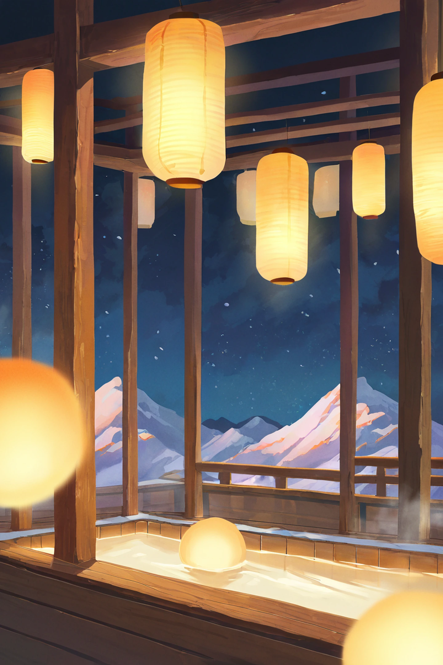 Onsen Winter lofi wallpaper