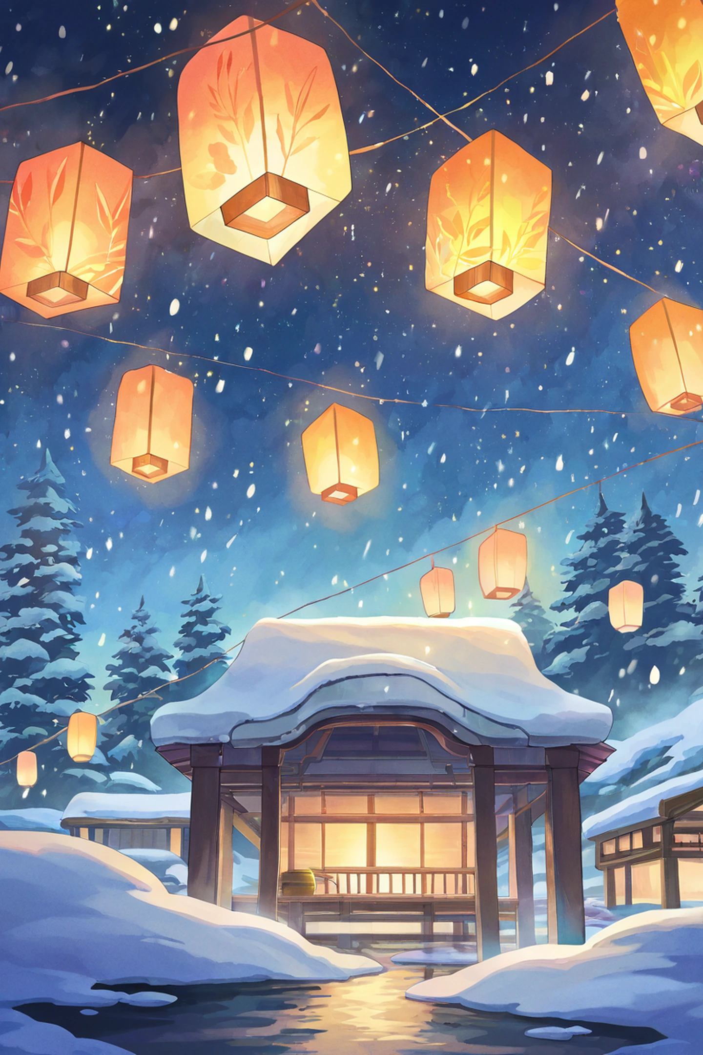 Onsen Winter lofi wallpaper