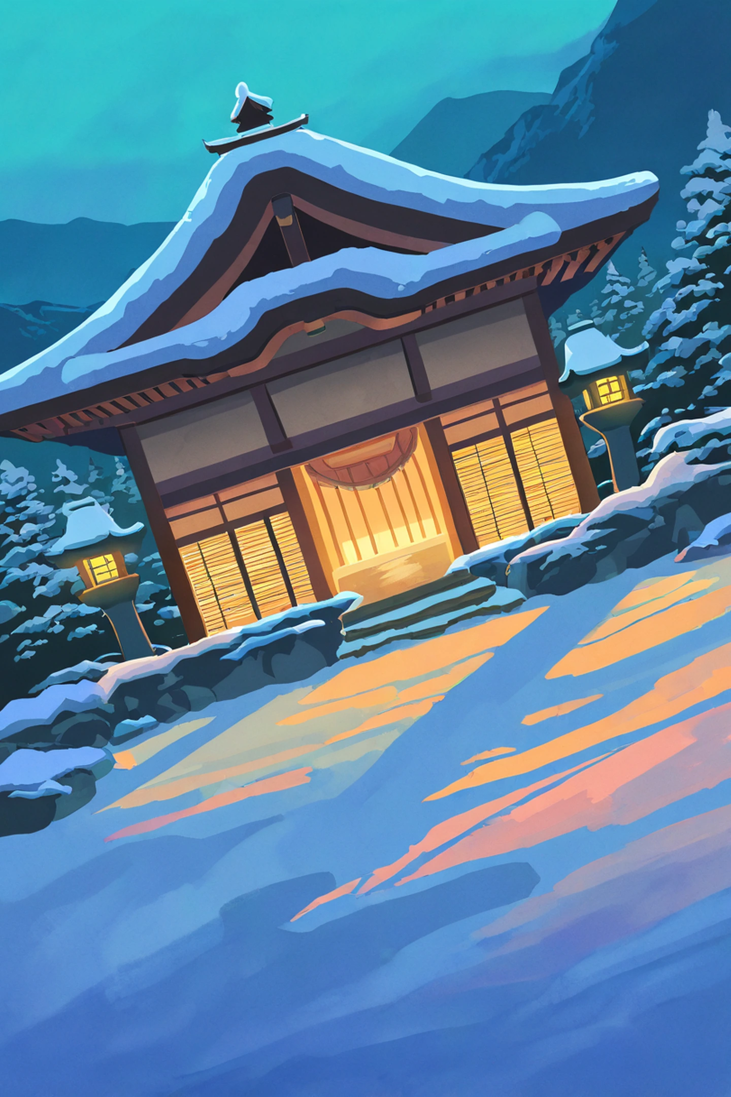 Onsen Winter lofi wallpaper