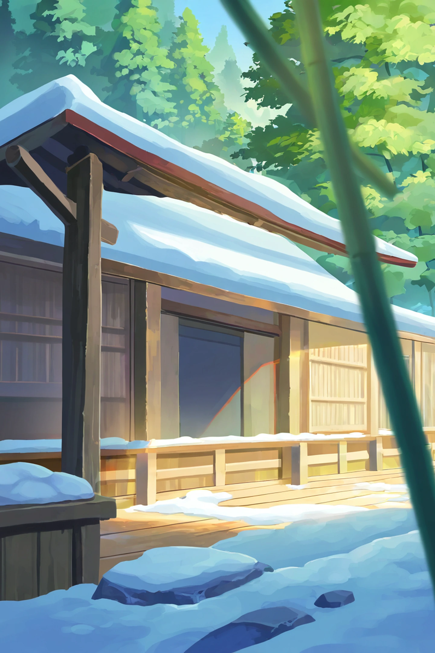 Onsen Winter lofi wallpaper