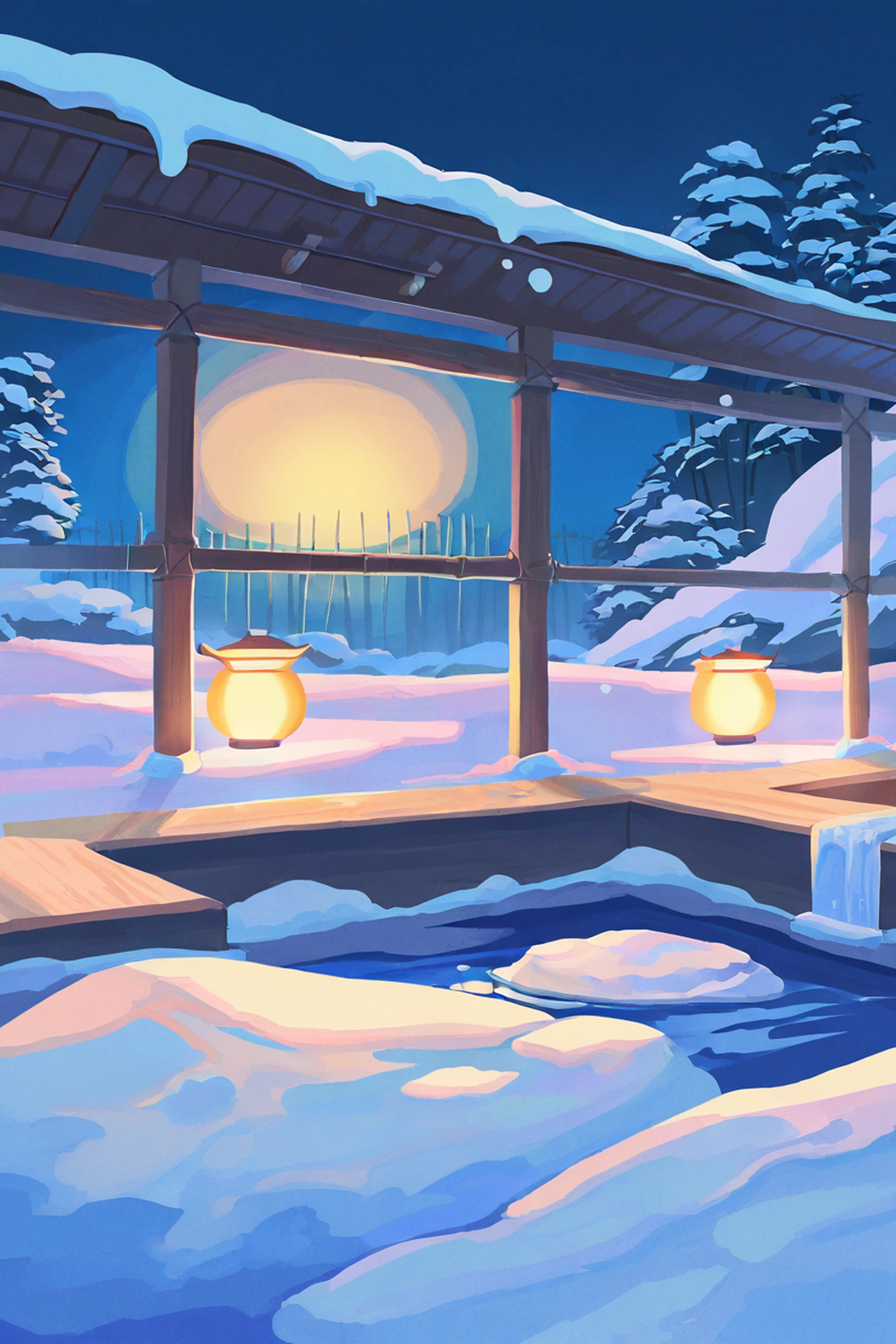 Onsen Winter lofi wallpaper