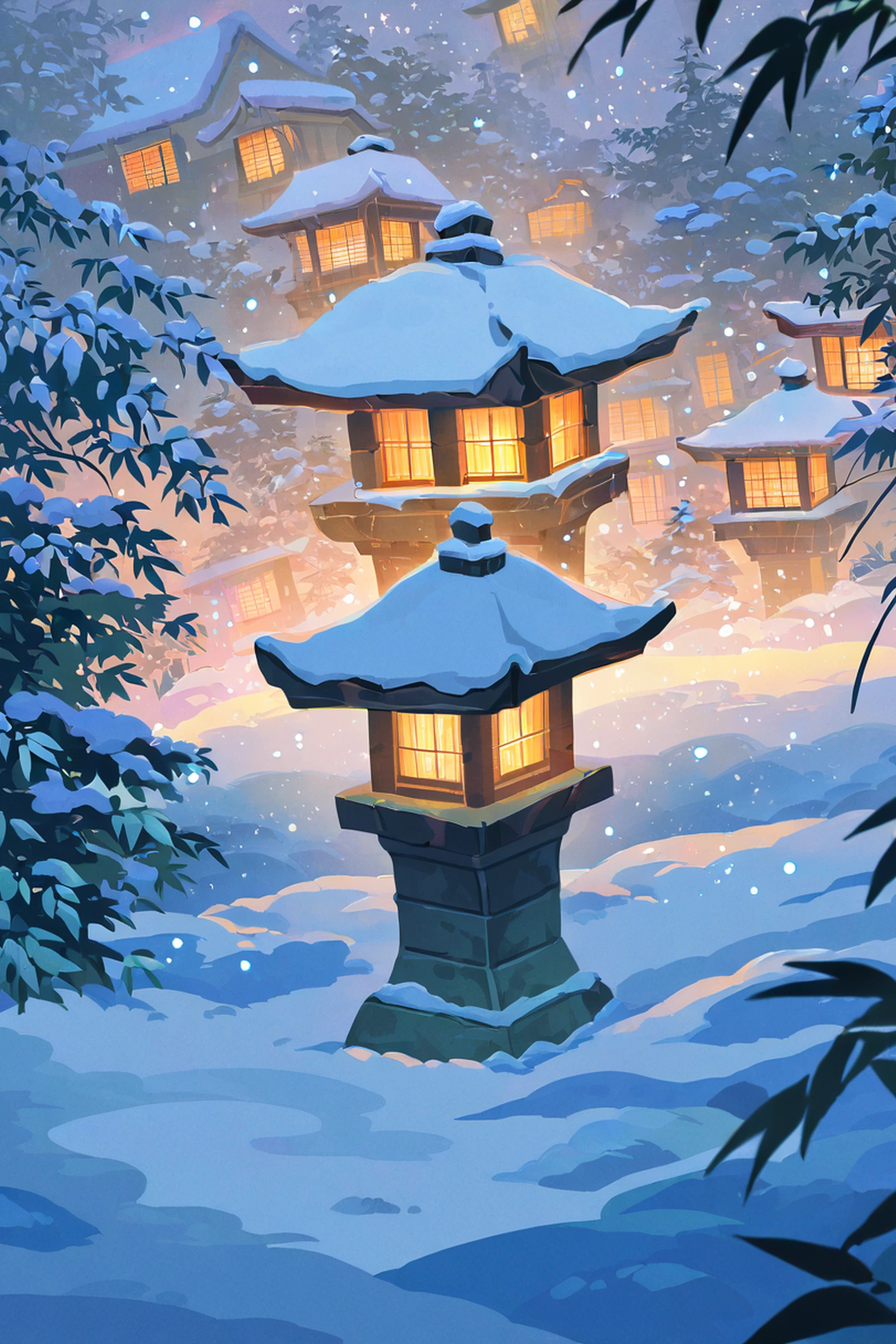 Onsen Winter lofi wallpaper