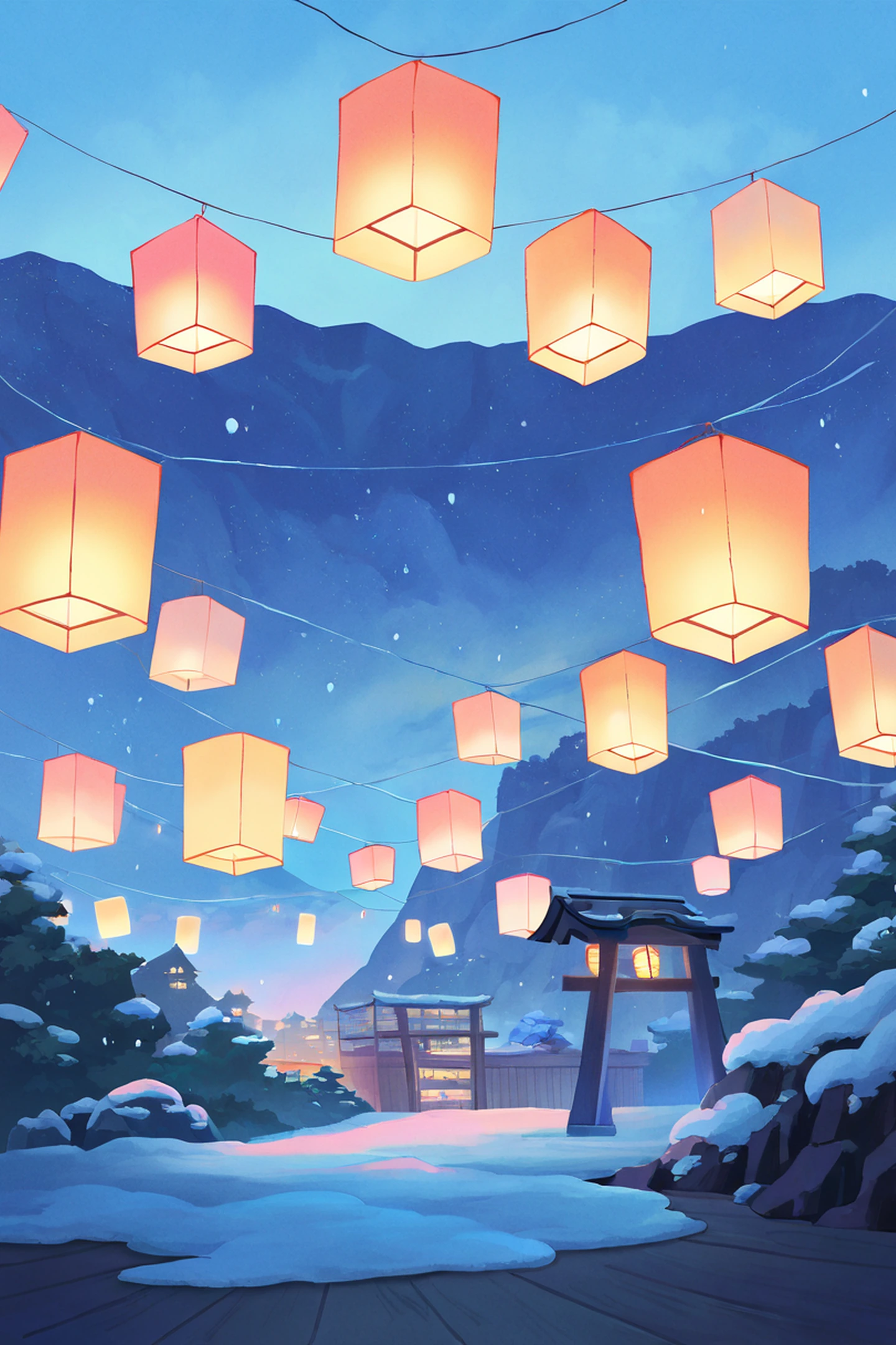 onsen winter lofi wallpaper