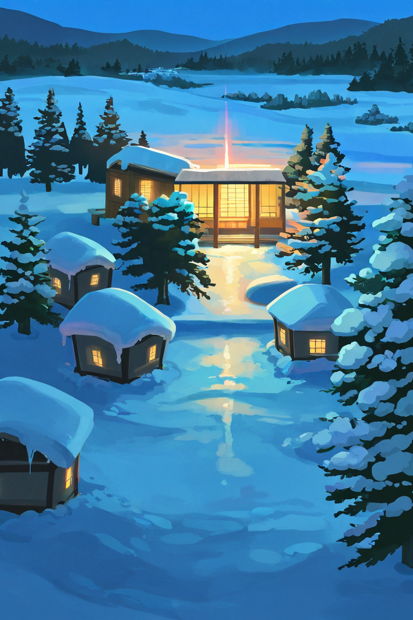 Onsen Winter lofi wallpaper