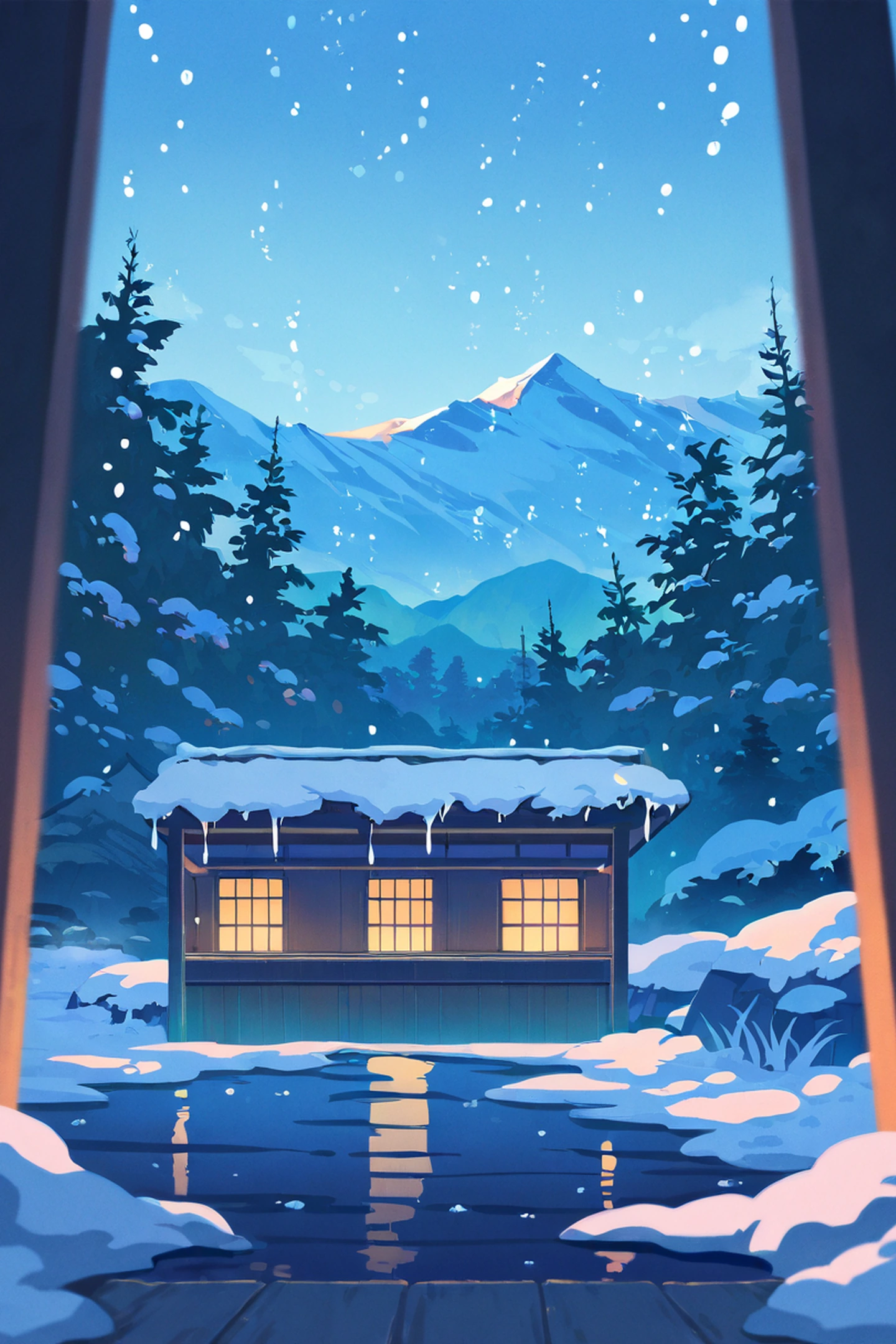 Onsen Winter lofi wallpaper