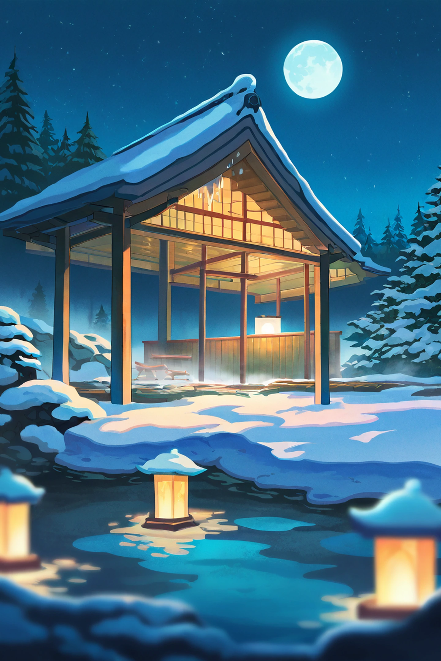 Onsen Winter lofi wallpaper