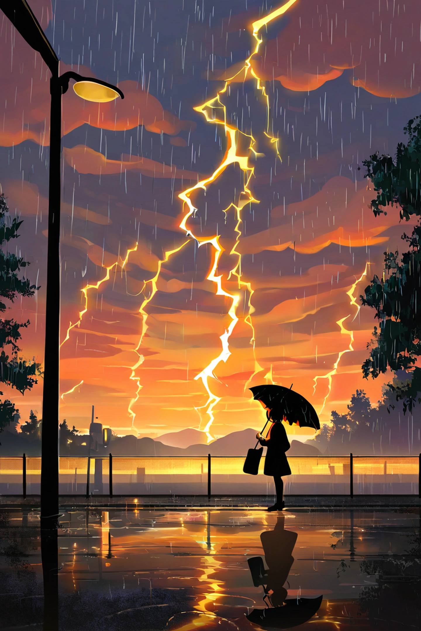 rainy bus stop lofi wallpaper