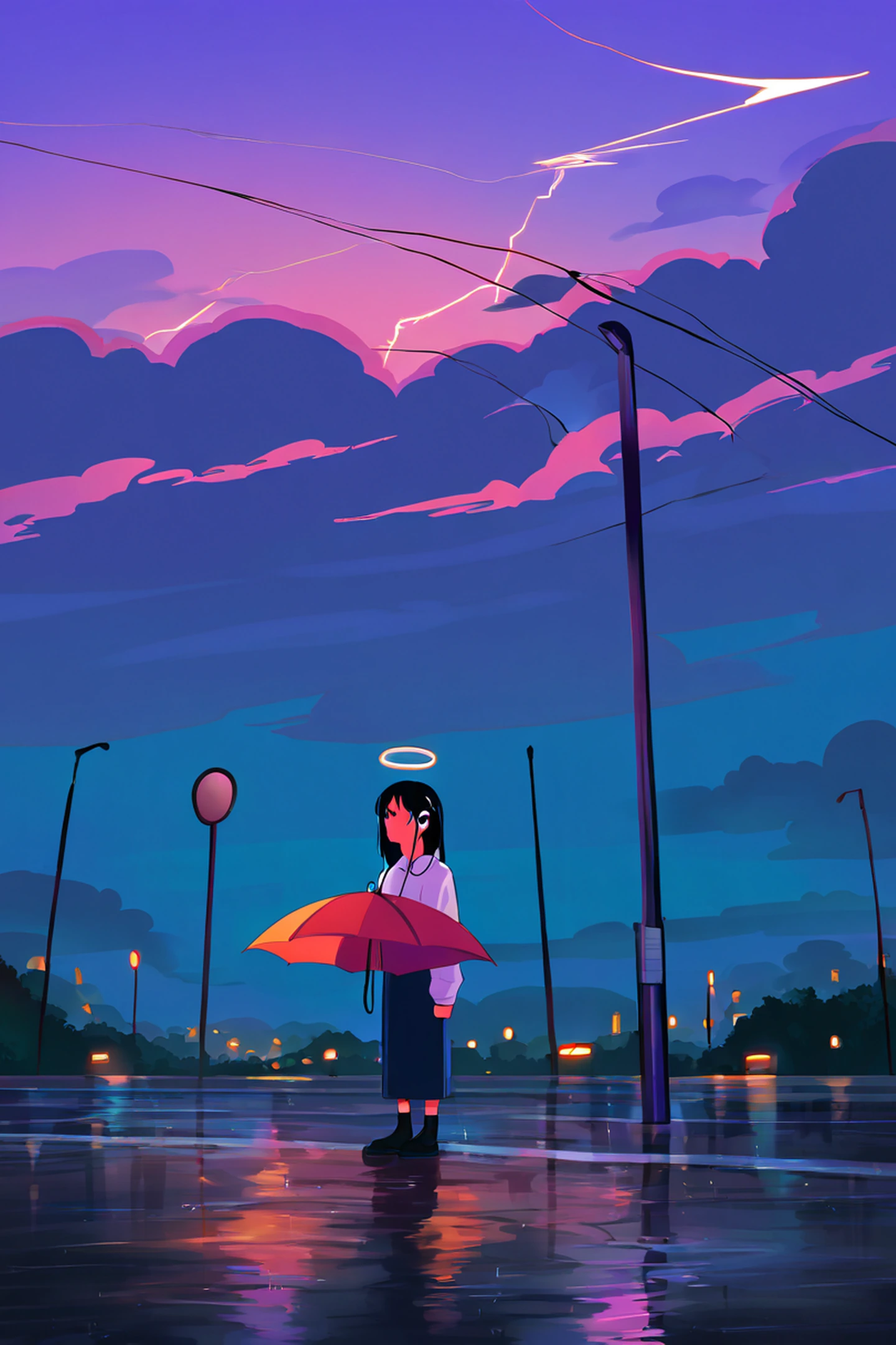 Rainy Bus Stop lofi wallpaper