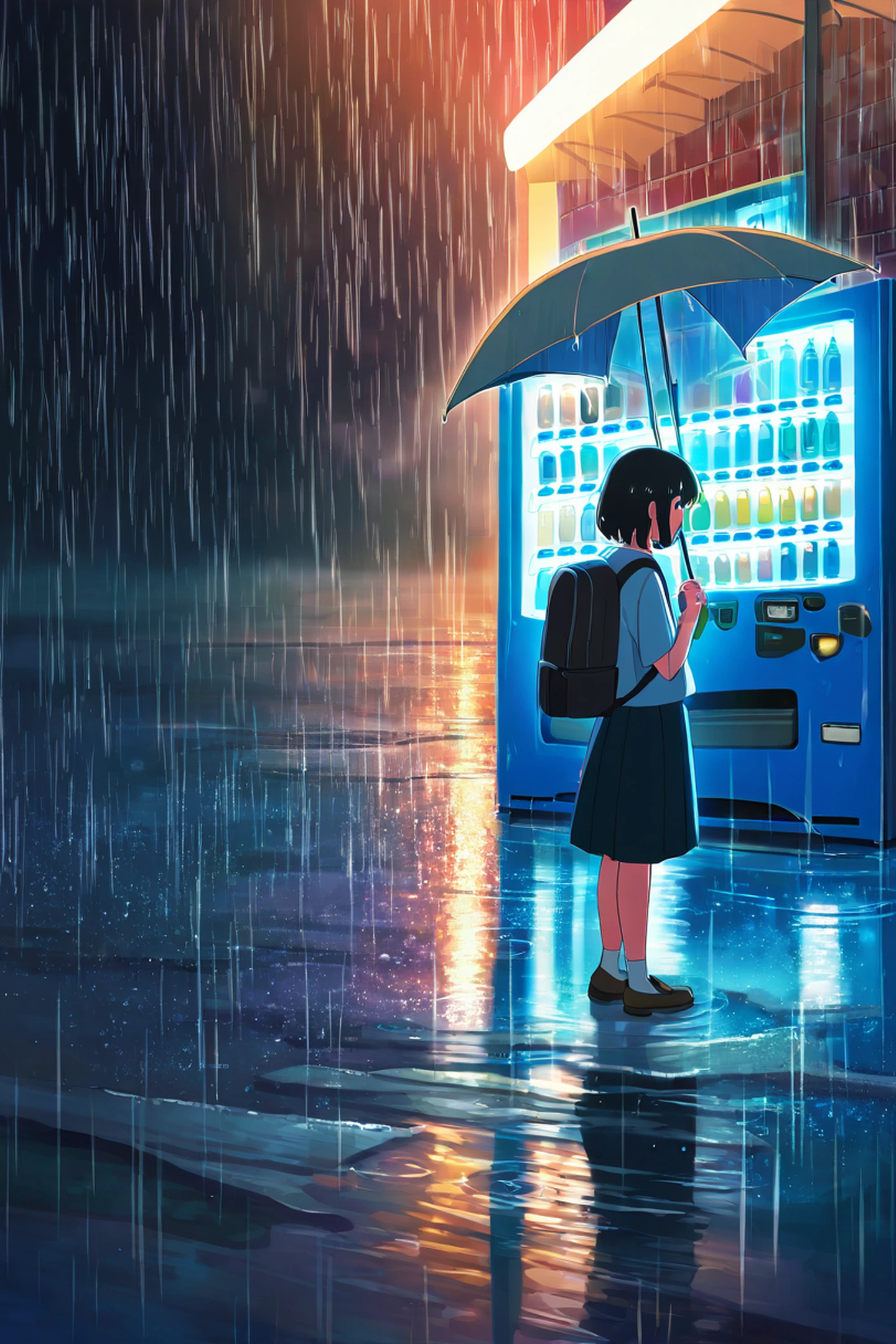 Rainy Bus Stop lofi wallpaper
