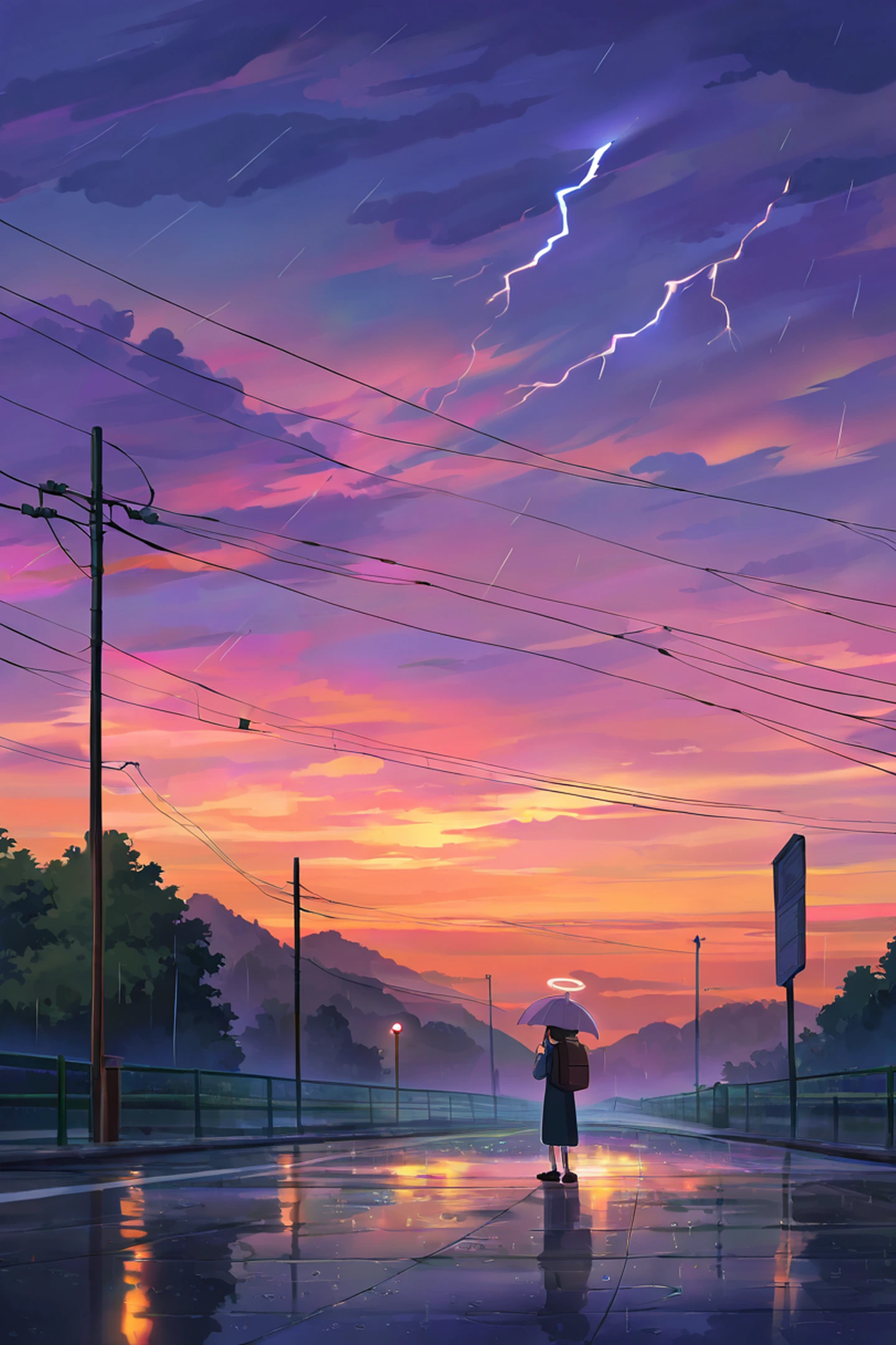 rainy bus stop lofi wallpaper