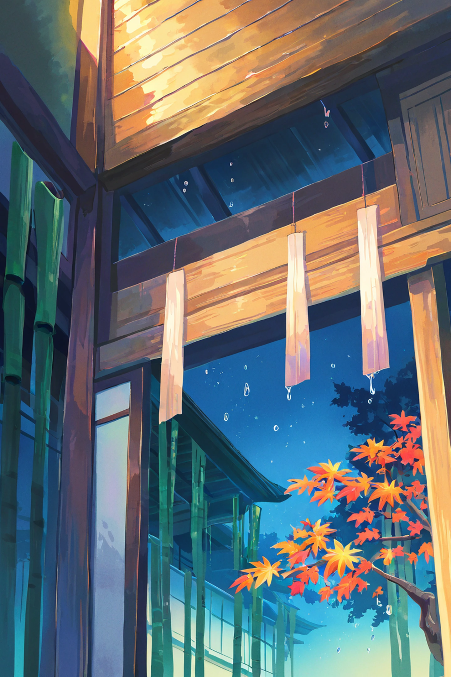 Rainy Porch Engawa lofi wallpaper