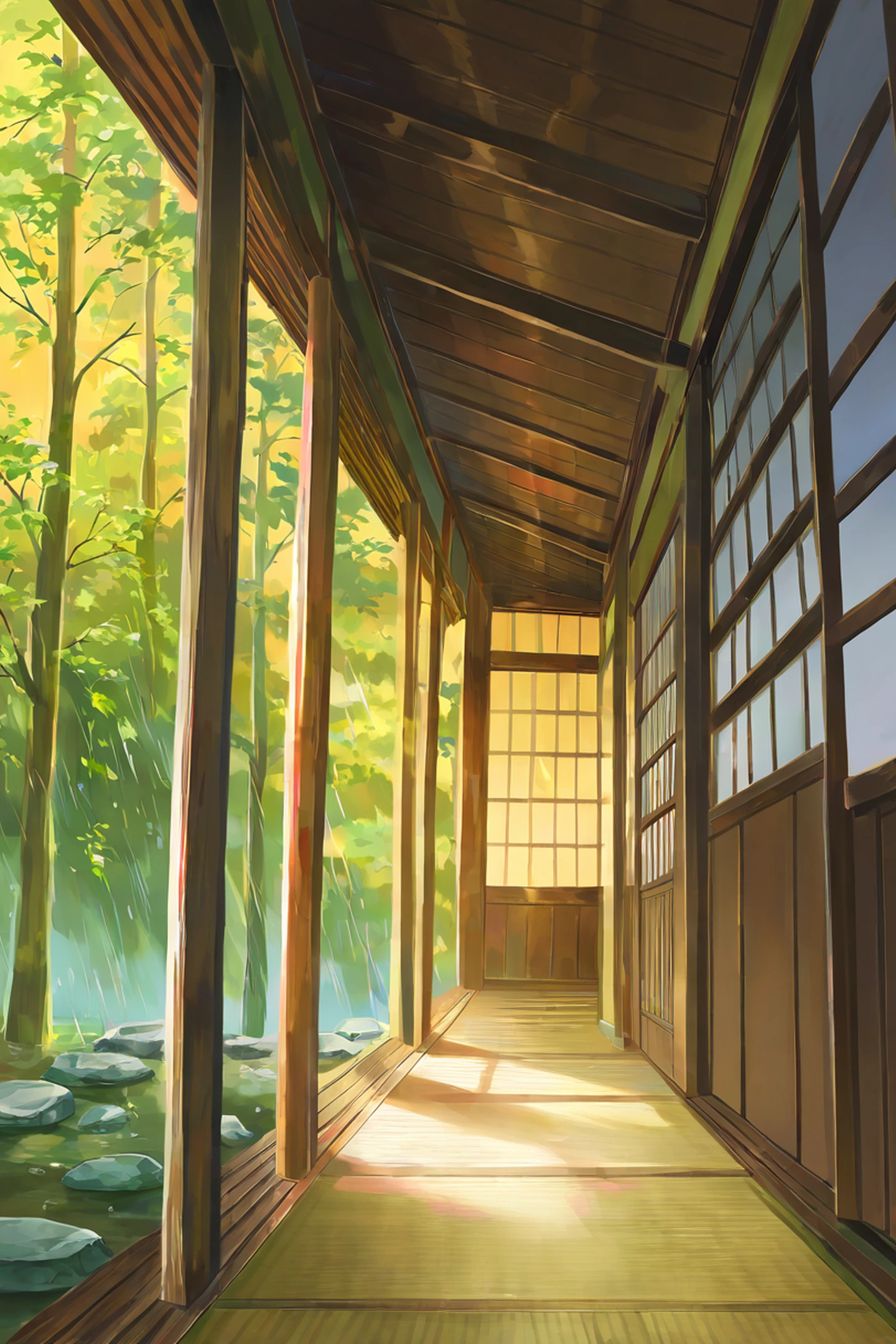 Rainy Porch Engawa lofi wallpaper