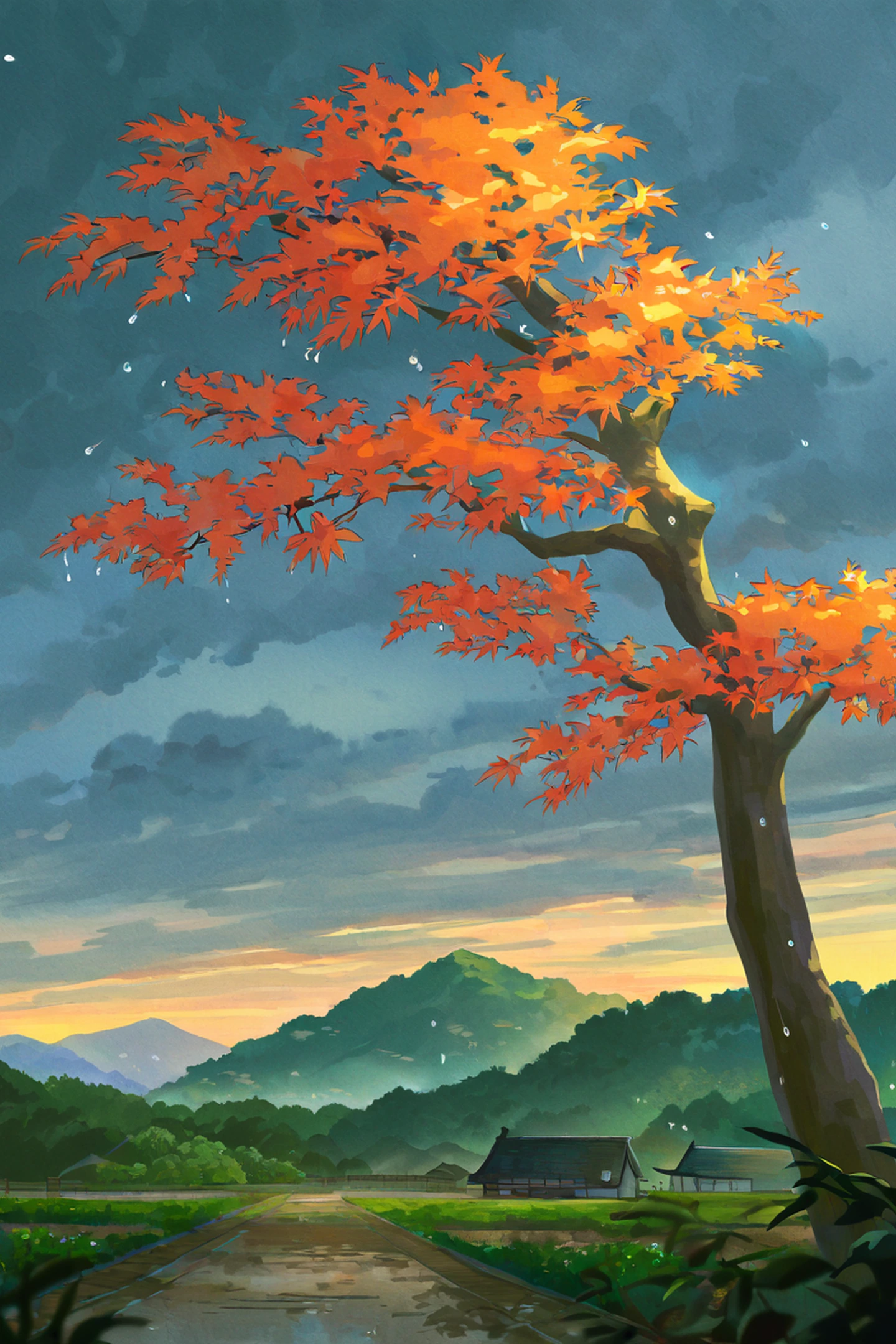 Rainy Porch Engawa lofi wallpaper