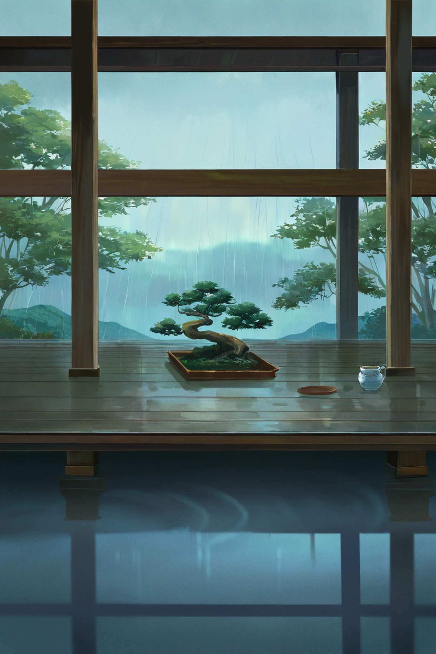 Rainy Porch Engawa lofi wallpaper
