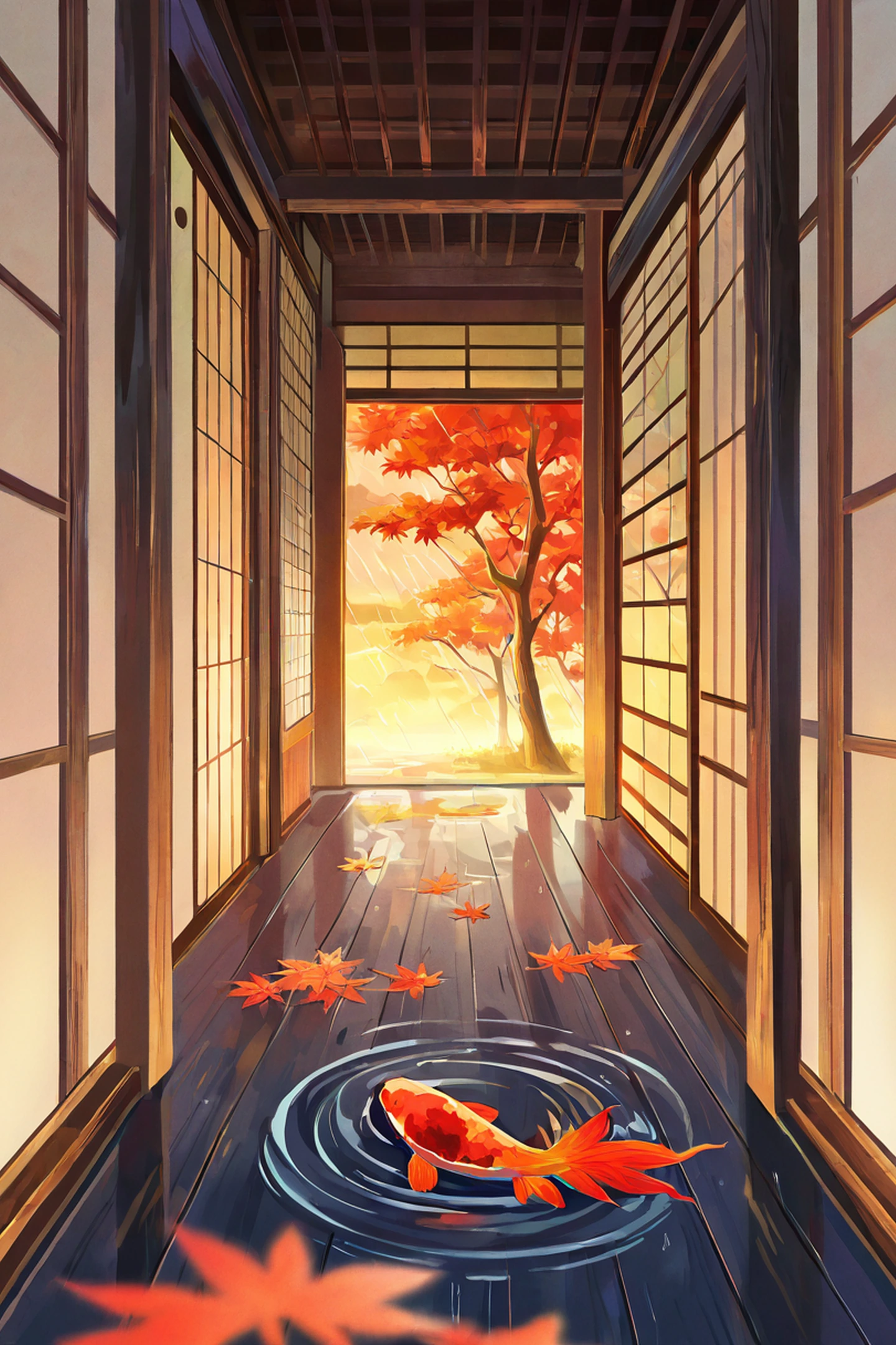 Rainy Porch Engawa lofi wallpaper