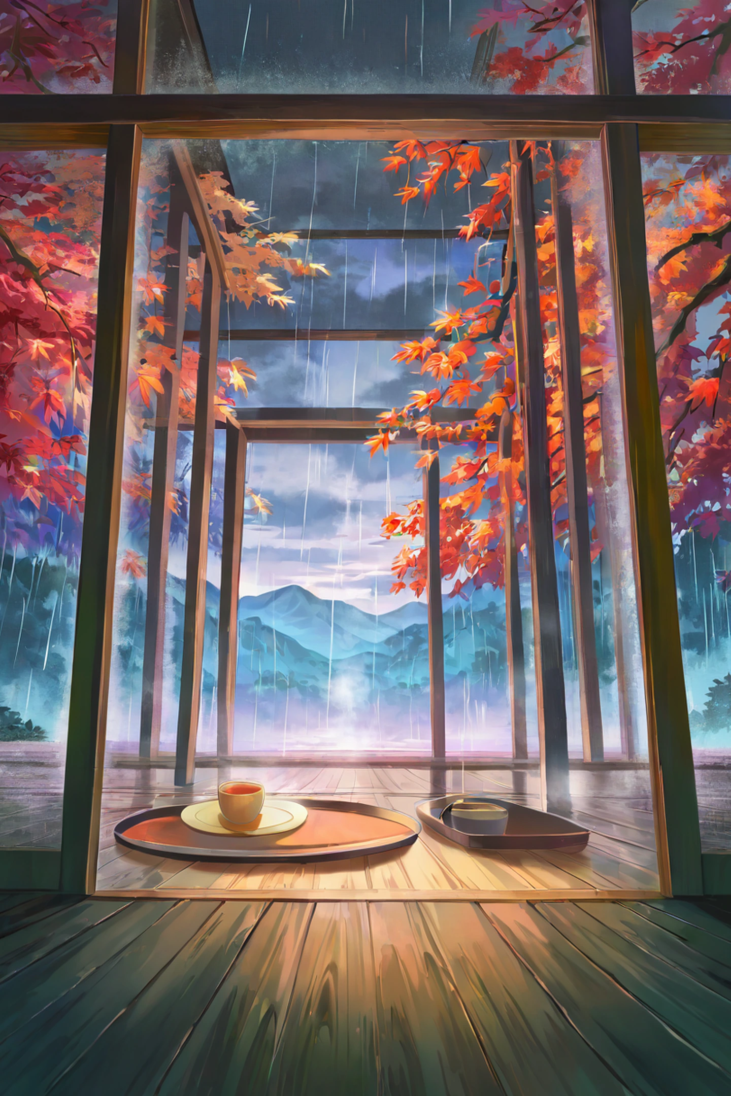 Rainy Porch Engawa lofi wallpaper