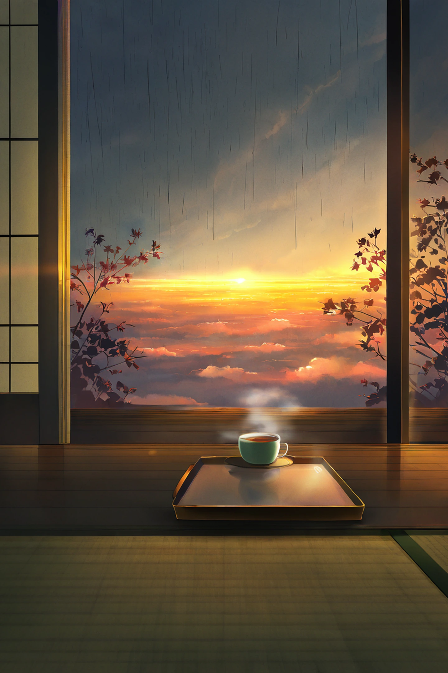 Rainy Porch Engawa lofi wallpaper