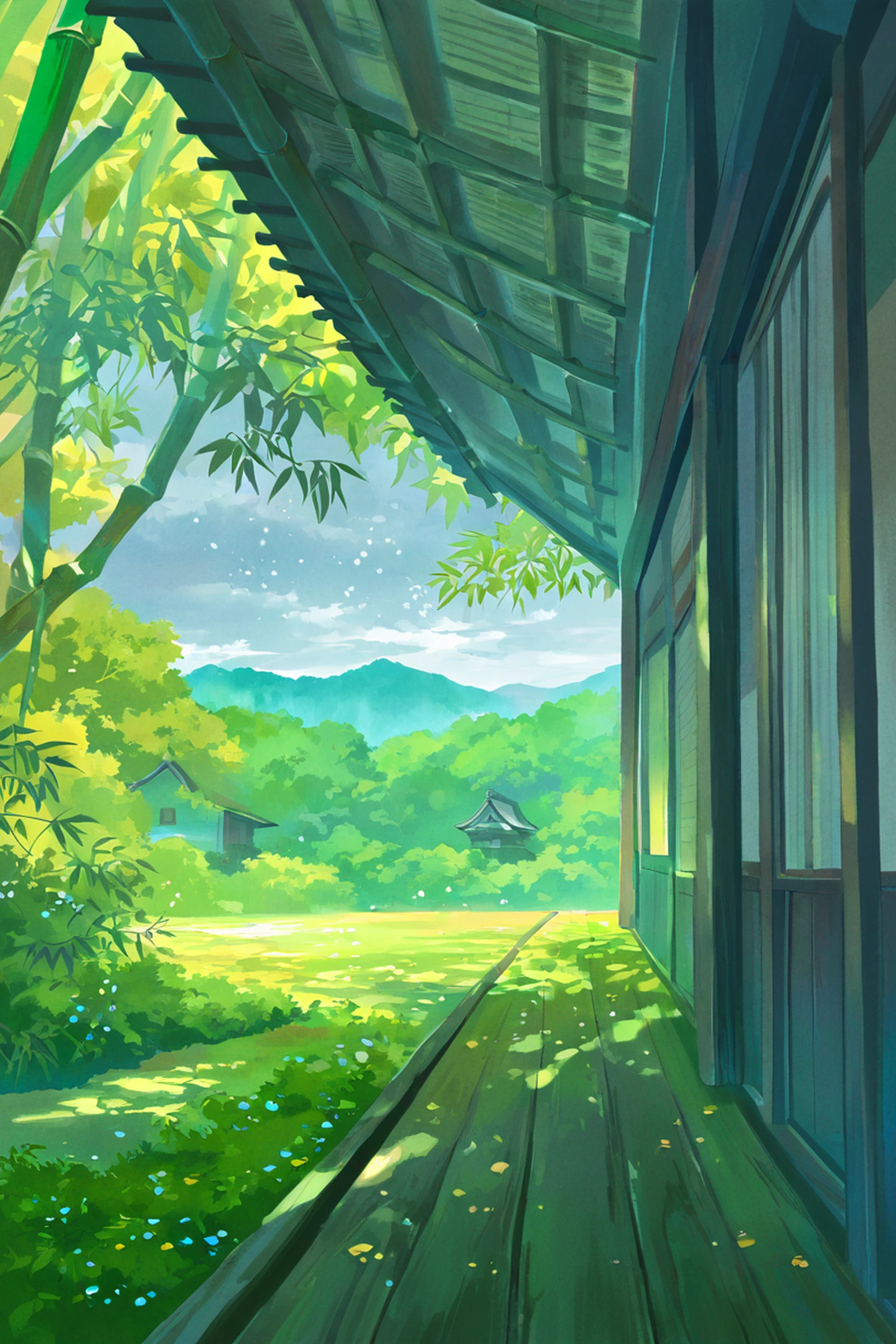 rainy porch engawa lofi wallpaper