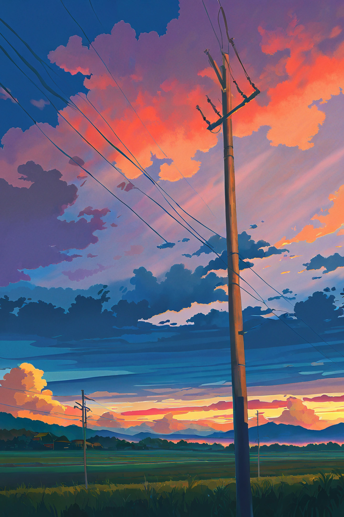 rice fields summer lofi wallpaper