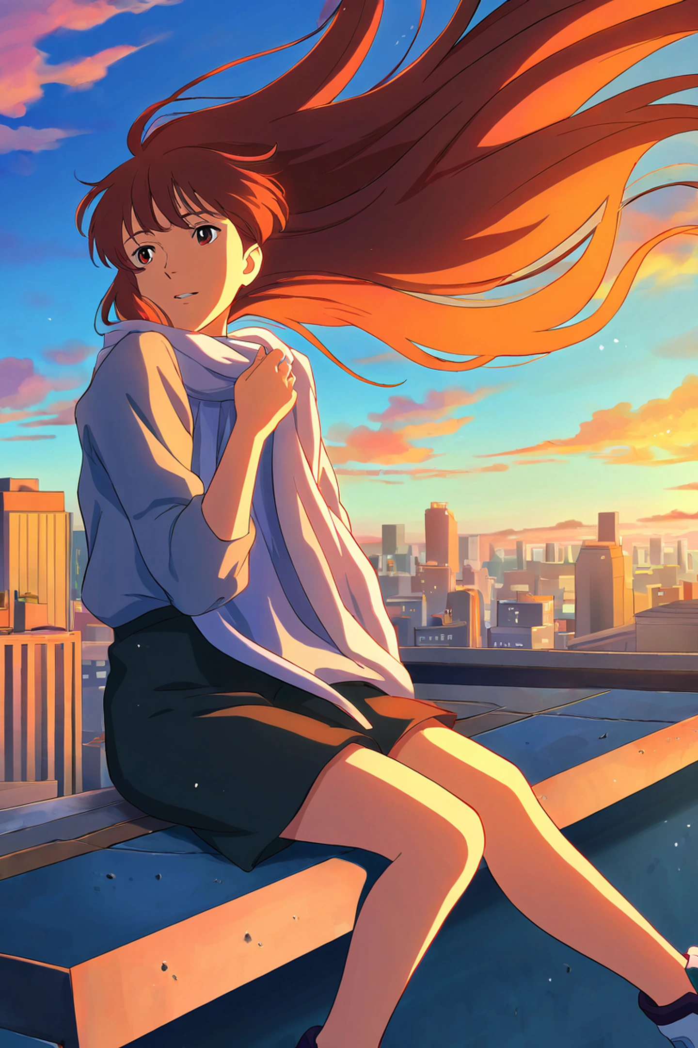 Rooftop Sunset lofi wallpaper