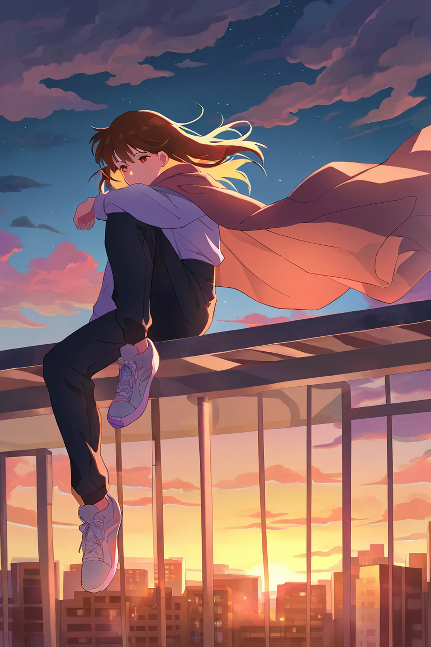 Rooftop Sunset lofi wallpaper