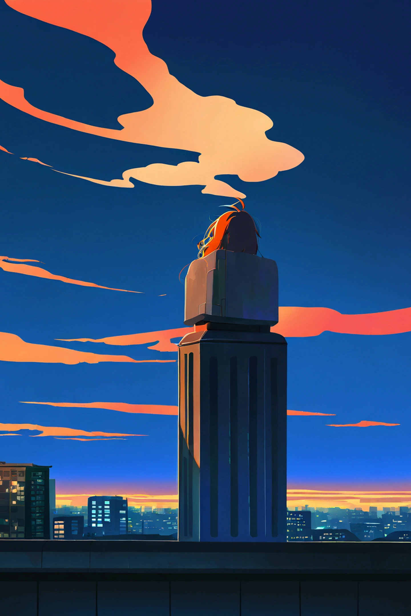 Rooftop Sunset lofi wallpaper