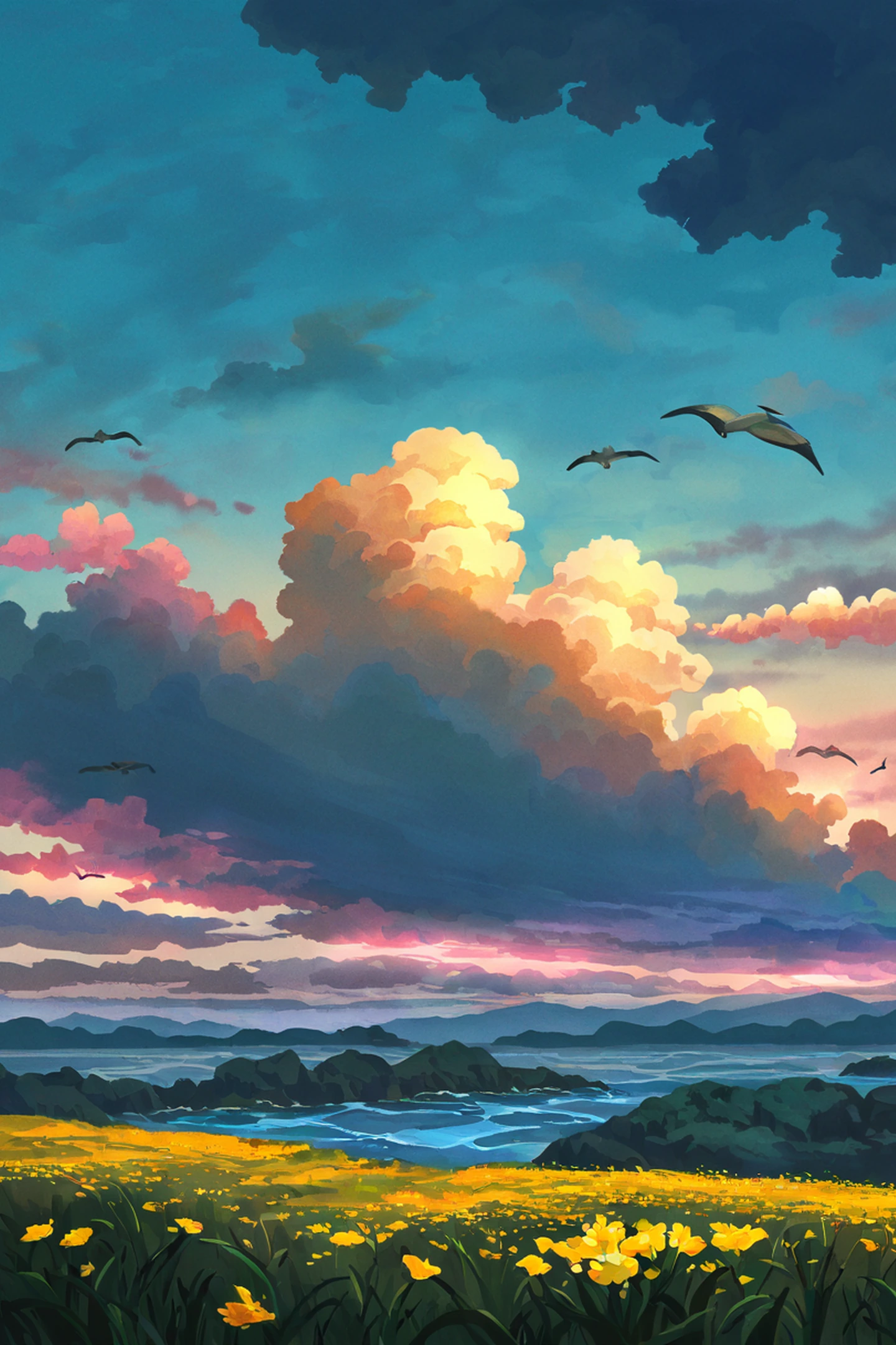 seaside lighthouse lofi wallpaper