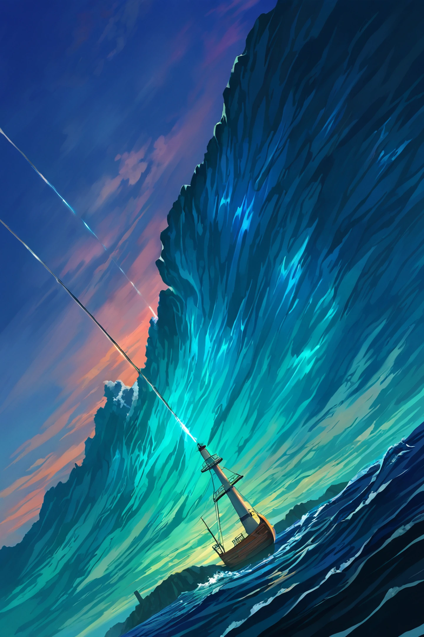 seaside lighthouse lofi wallpaper