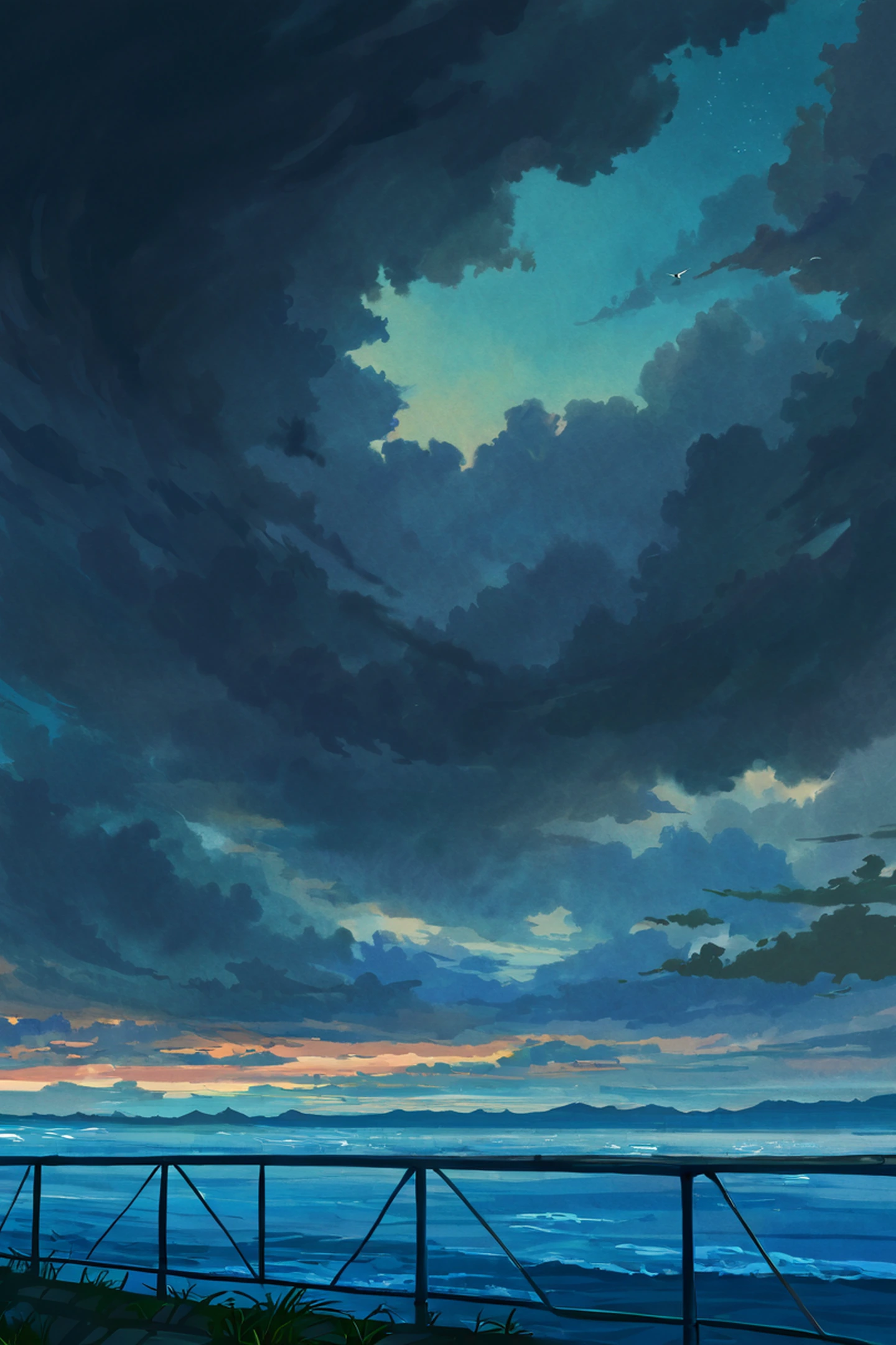 seaside lighthouse lofi wallpaper