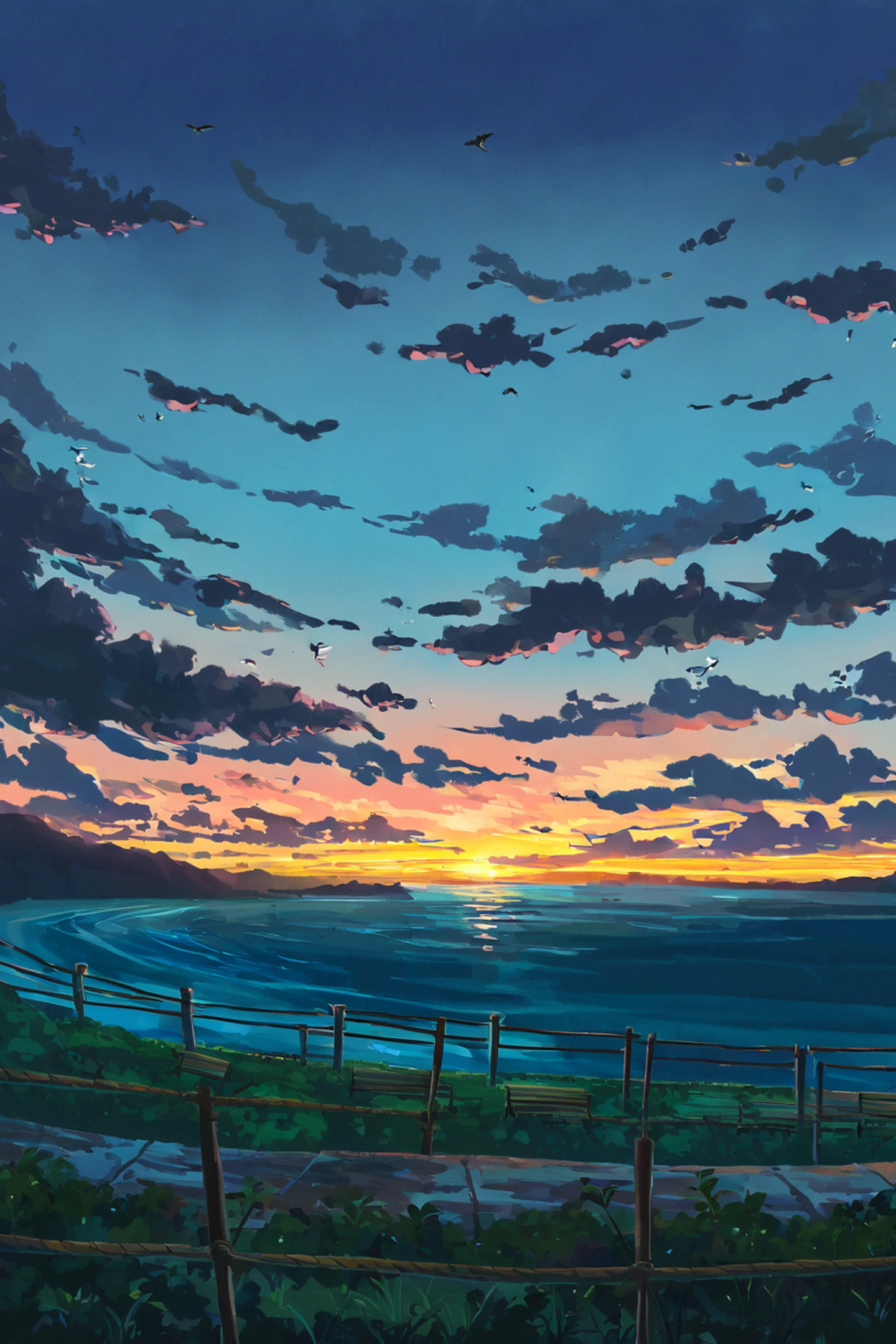 seaside lighthouse lofi wallpaper