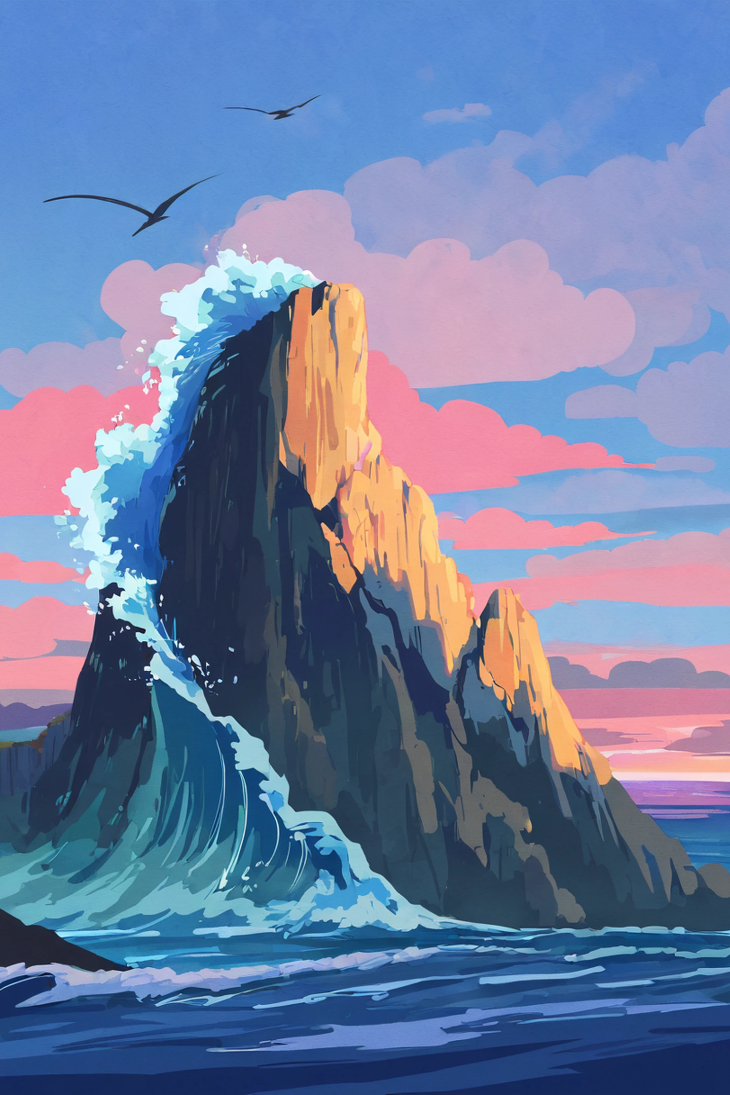 seaside lighthouse lofi wallpaper