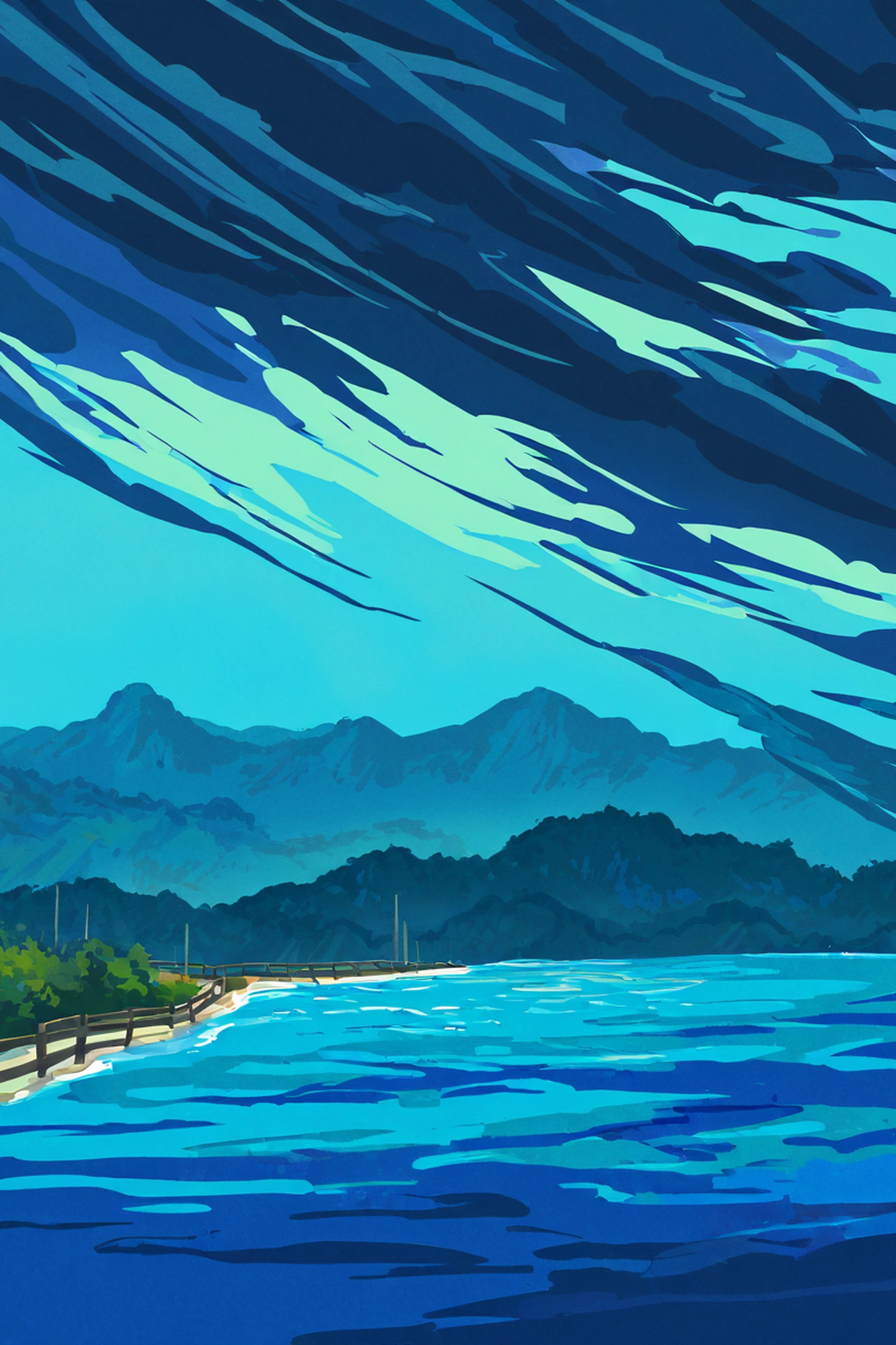 seaside lighthouse lofi wallpaper