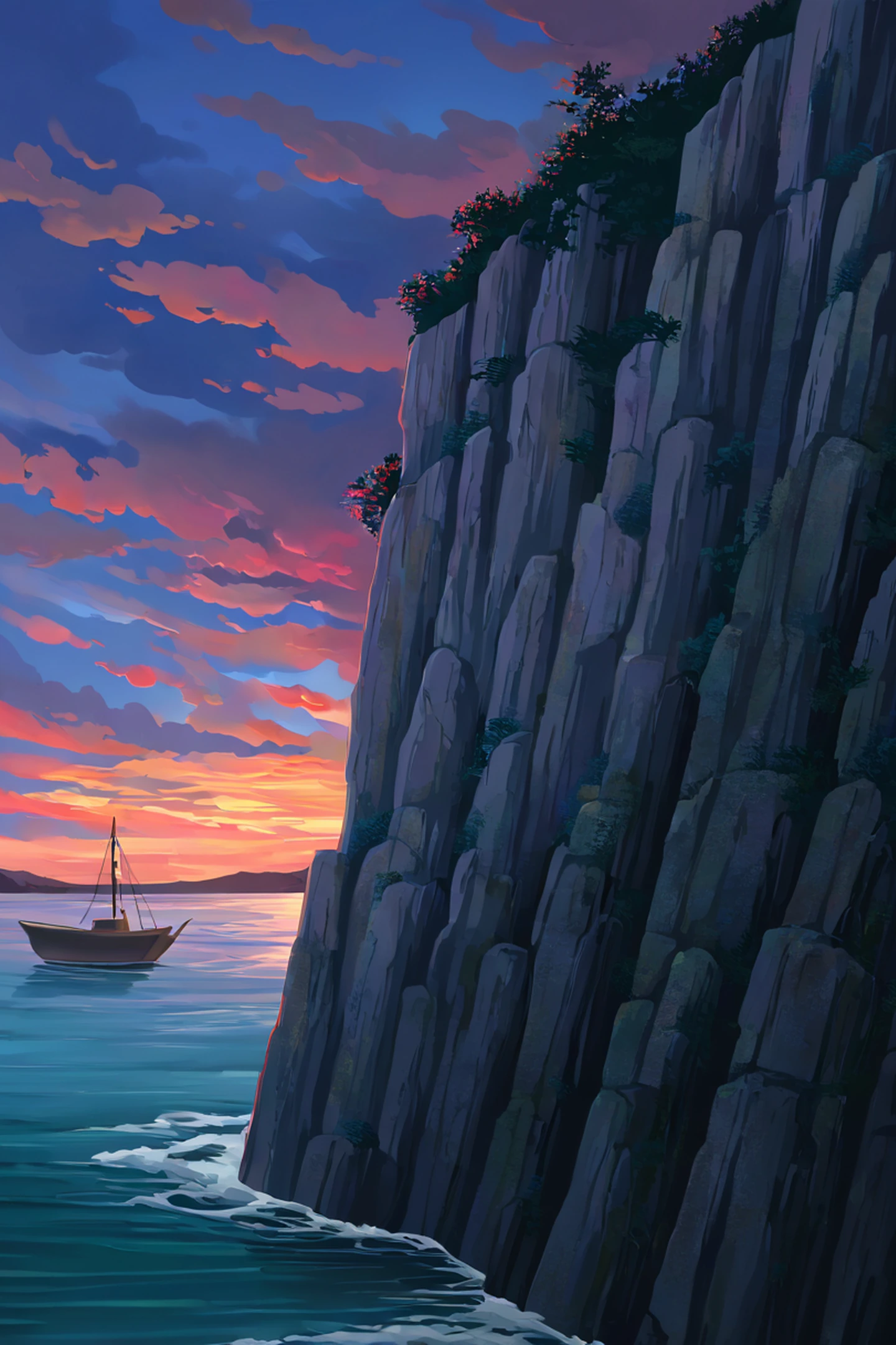 seaside lighthouse lofi wallpaper