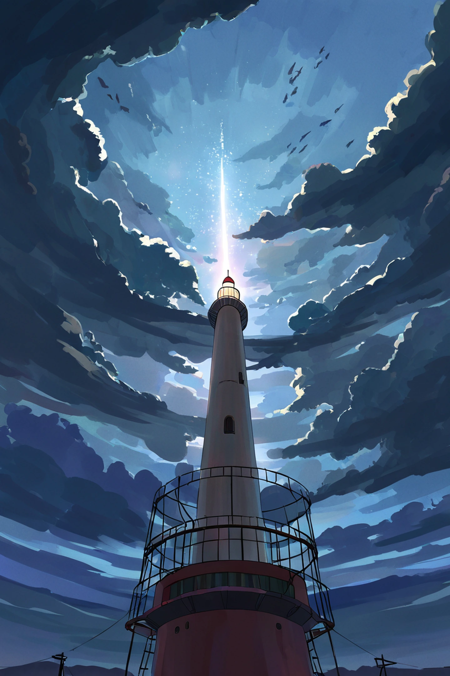 seaside lighthouse lofi wallpaper
