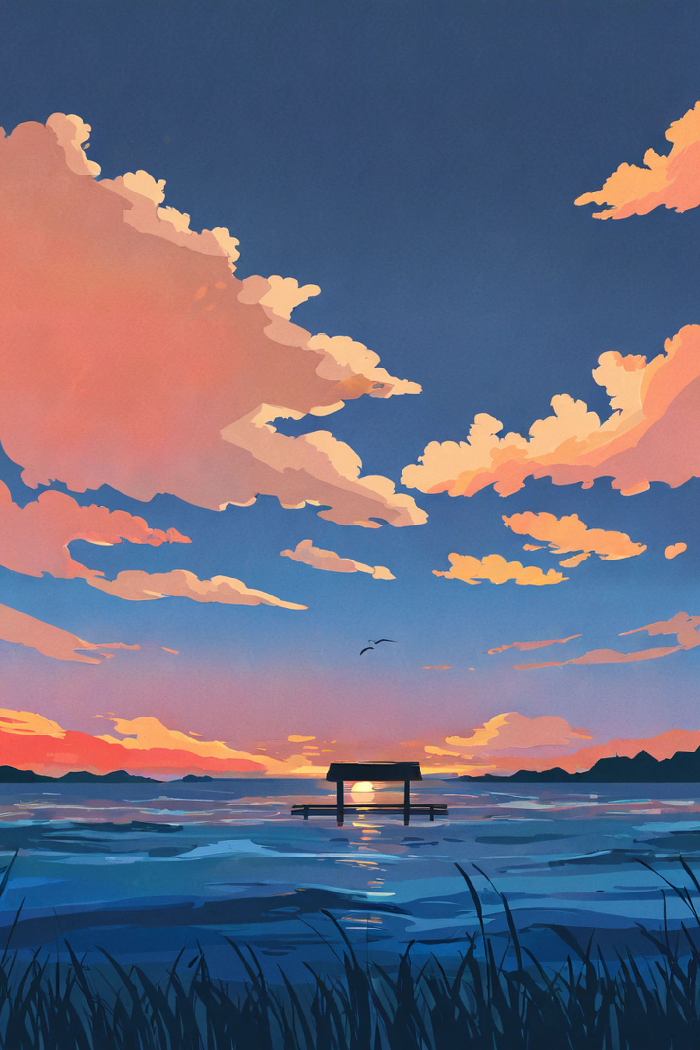 seaside lighthouse lofi wallpaper