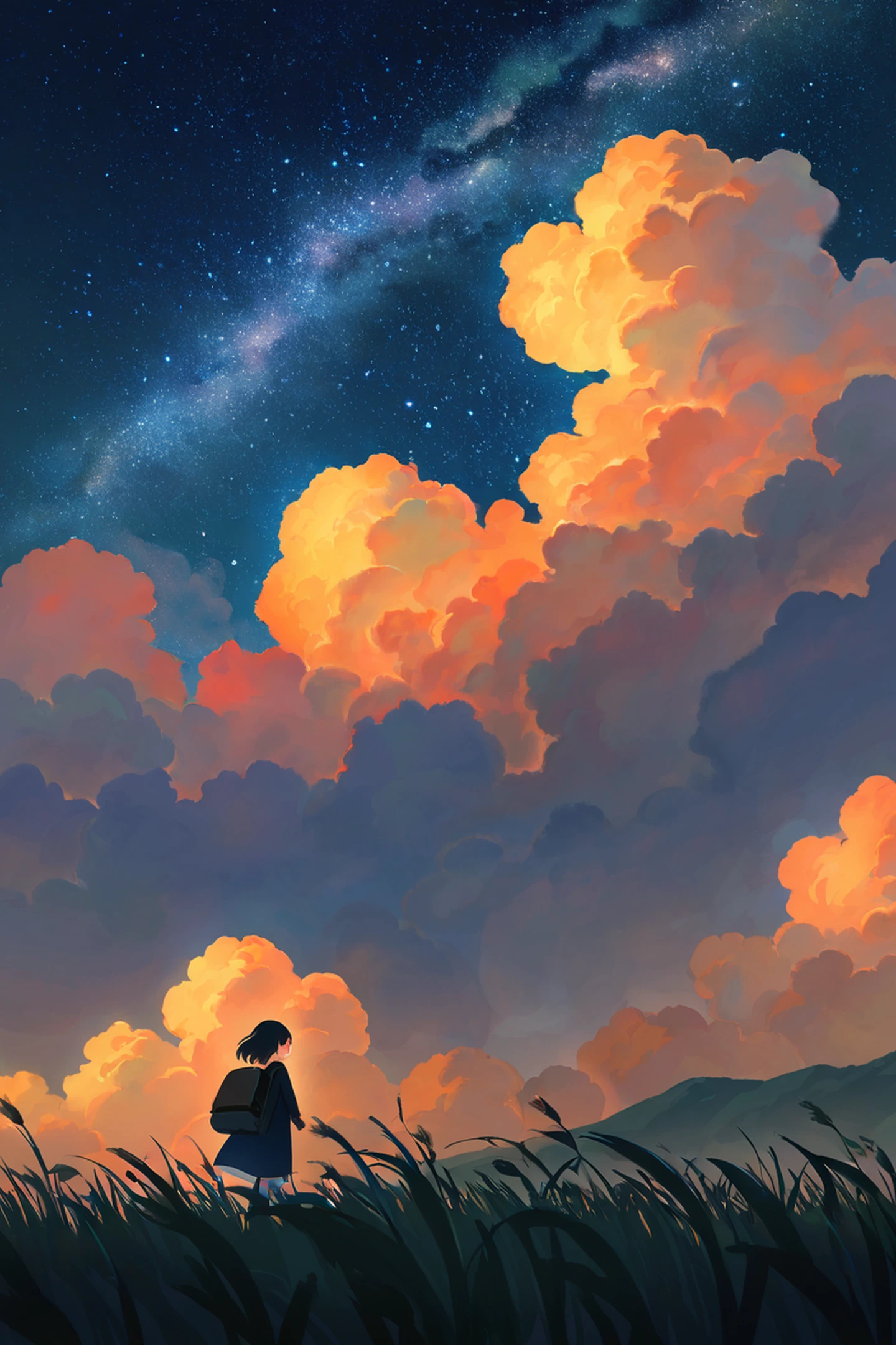 Stargazing Hilltop lofi wallpaper