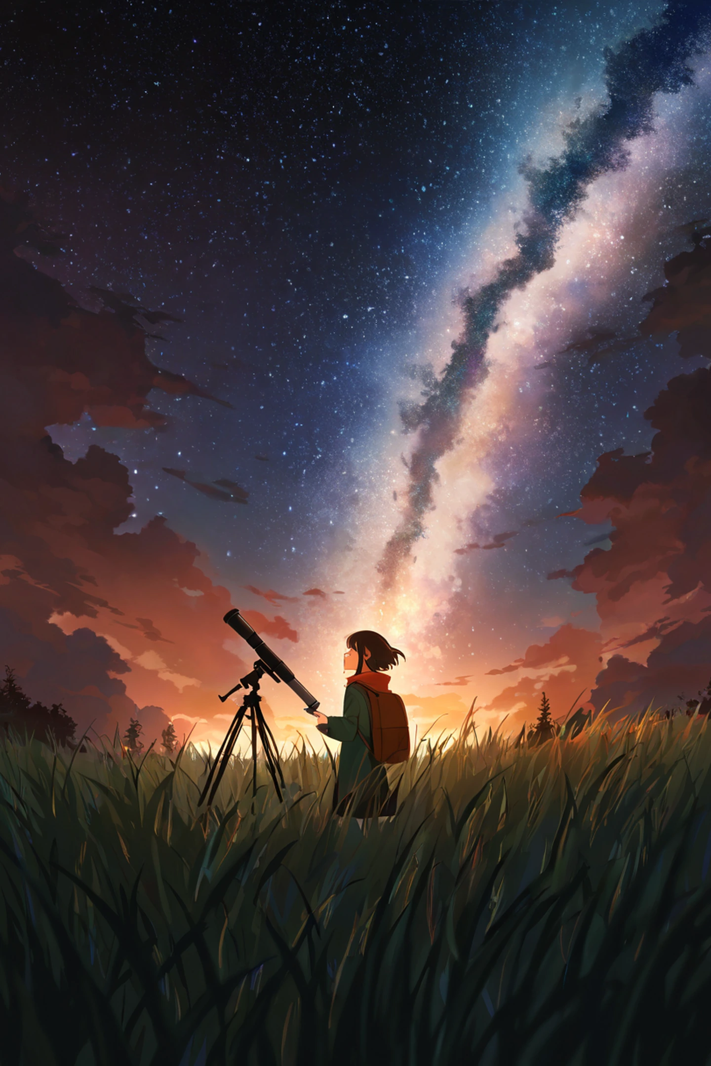 Stargazing Hilltop lofi wallpaper